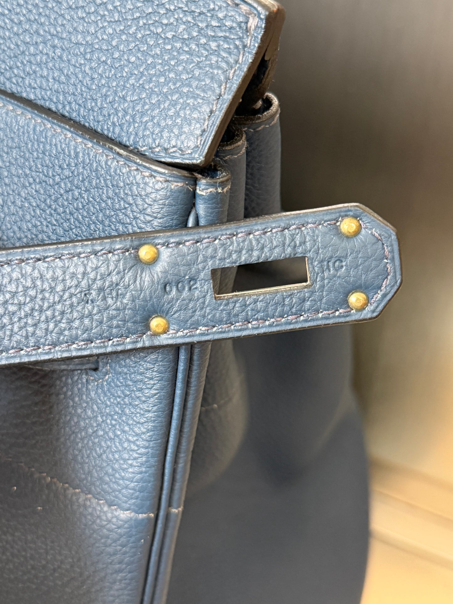 Hermes HAC 40 Blue Togo Leather Palladium Hardware Bag