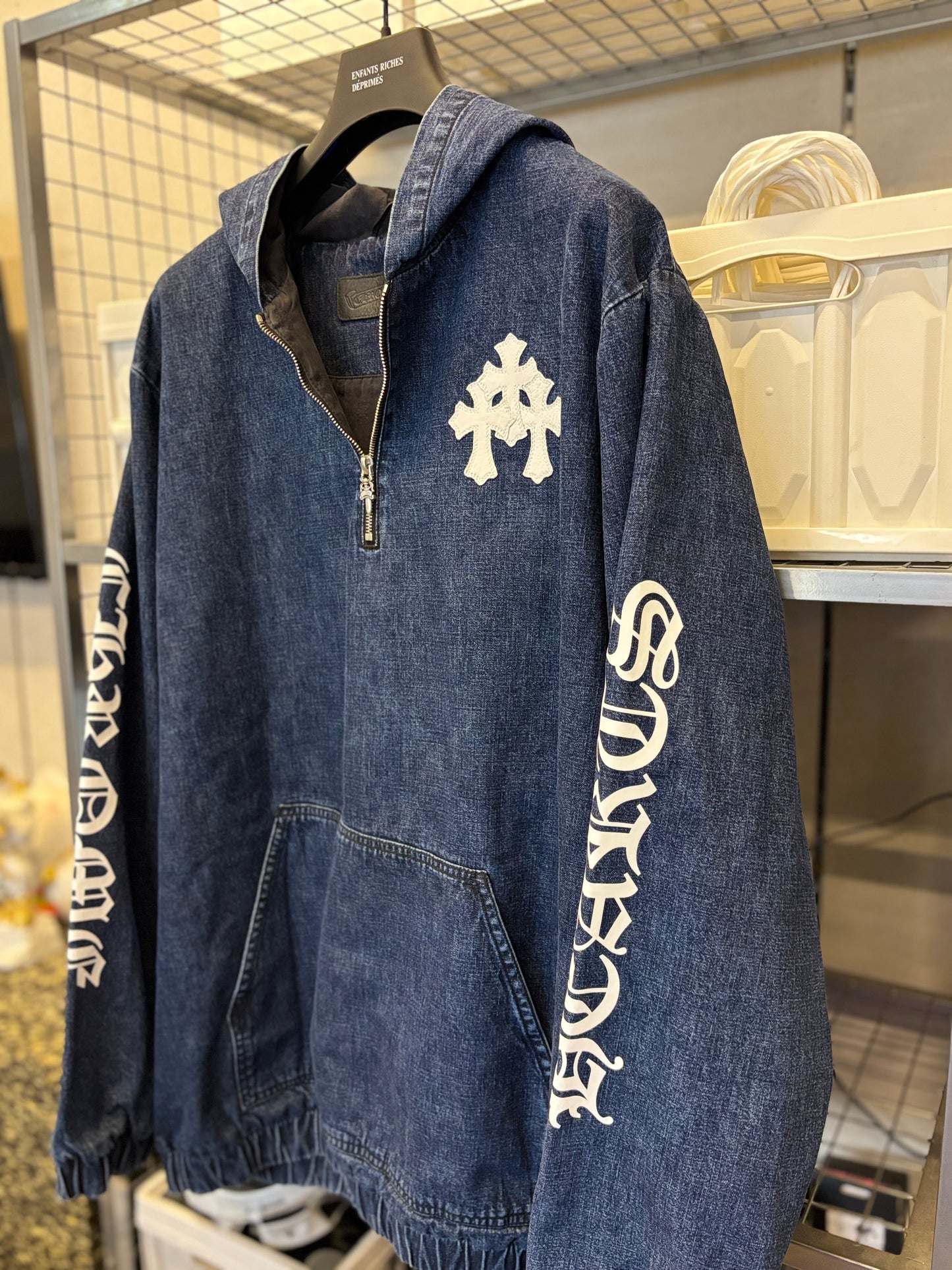 Chrome Hearts denim half zip hoodie