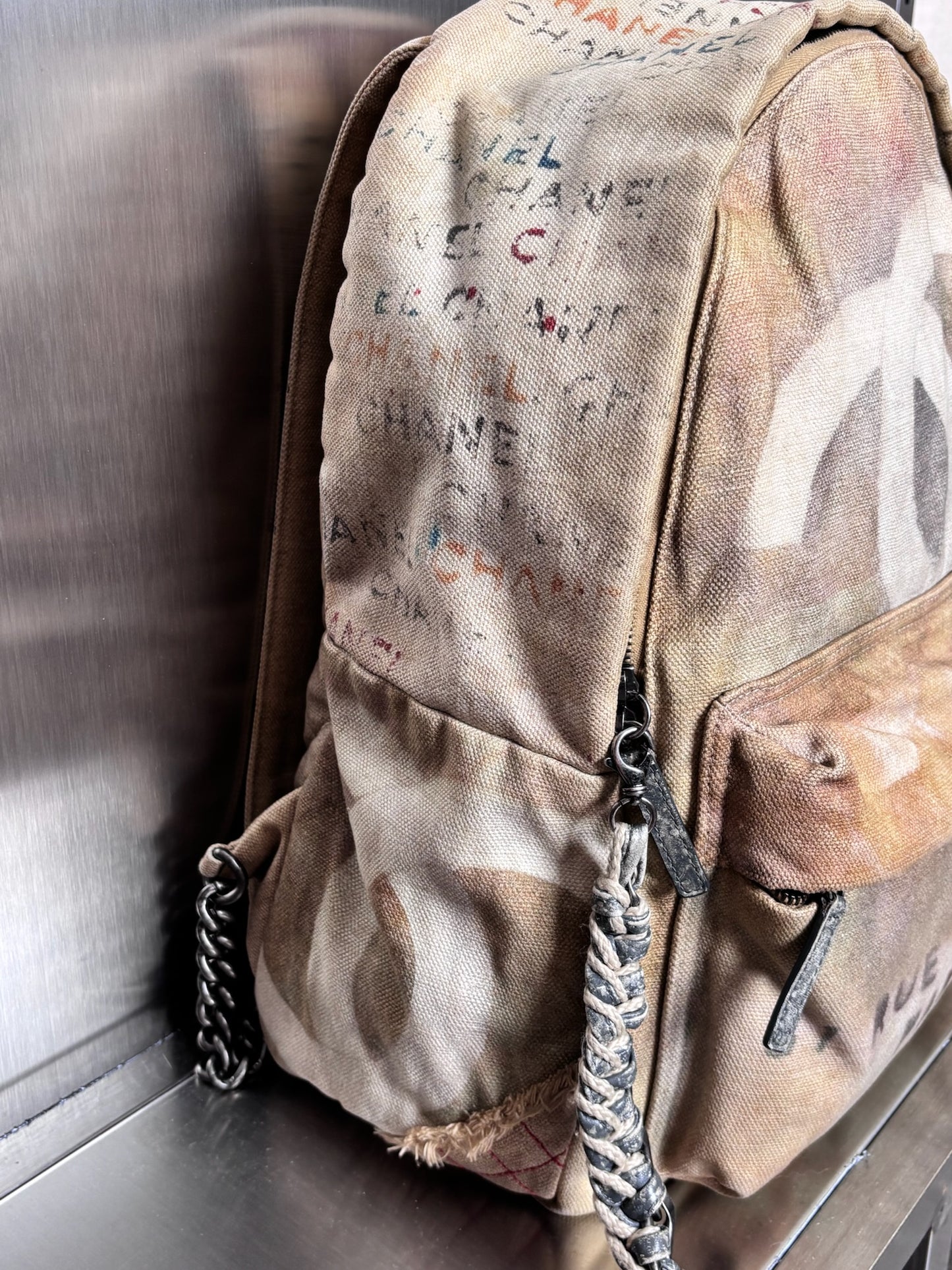 2014 Large Beige Multicolor Graffiti Art school Backpack