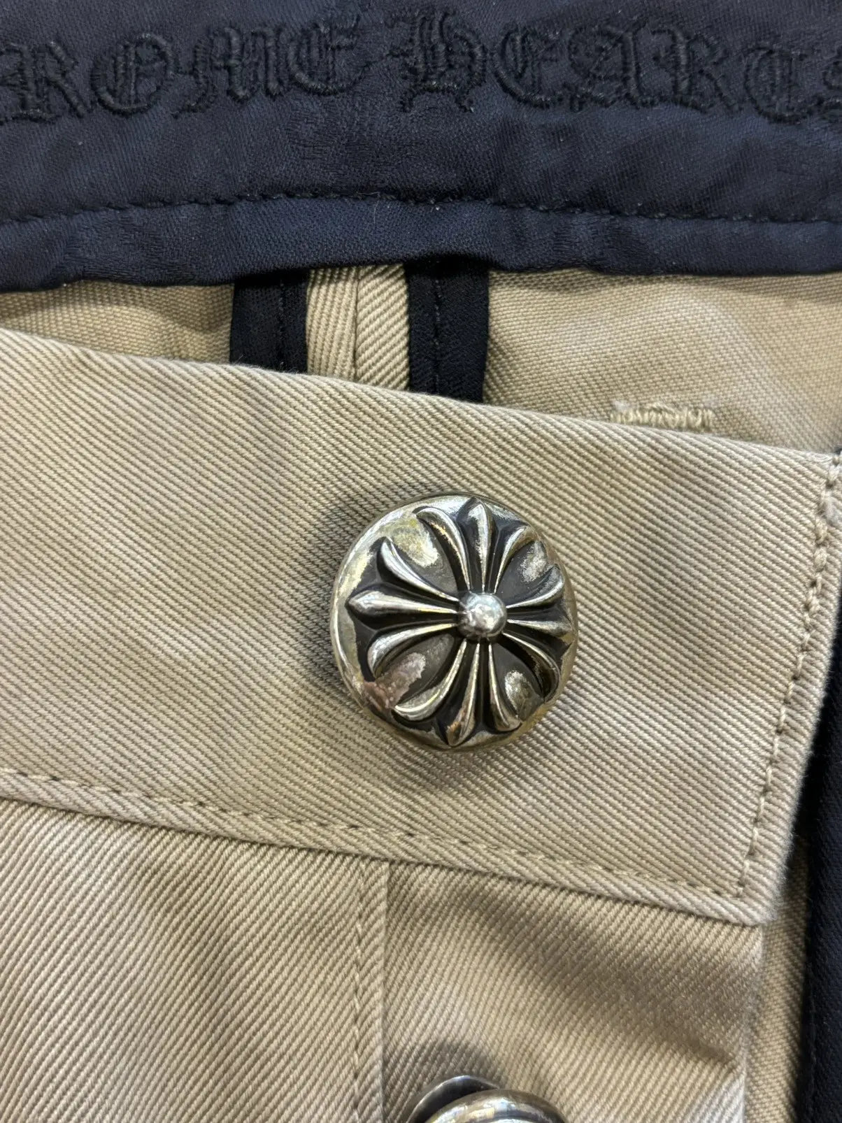 Chrome Hearts Cross patches checkered khaki chino pants