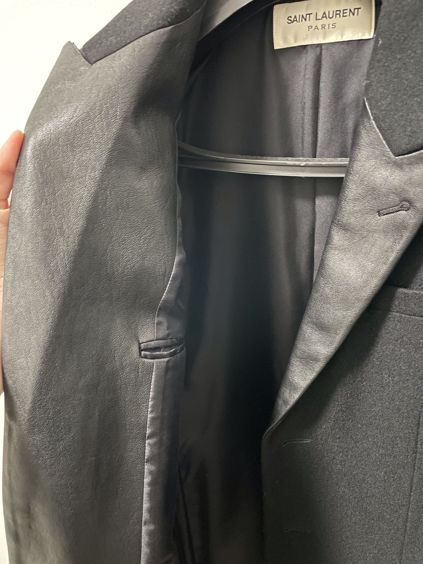 Saint Laurent FW13 leather lapel coat
