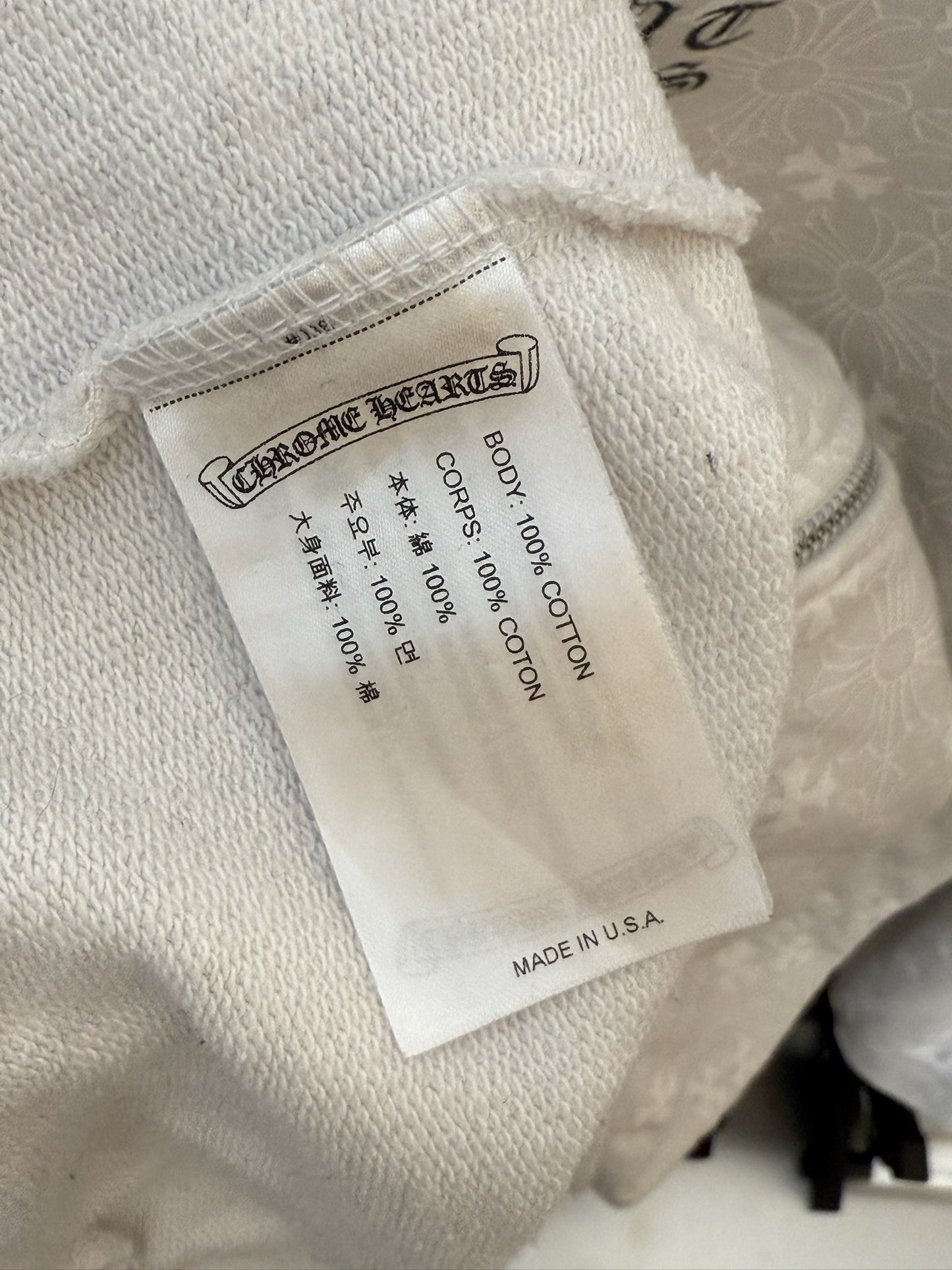 Chrome Hearts White All Over Print Zip Up Hoodie