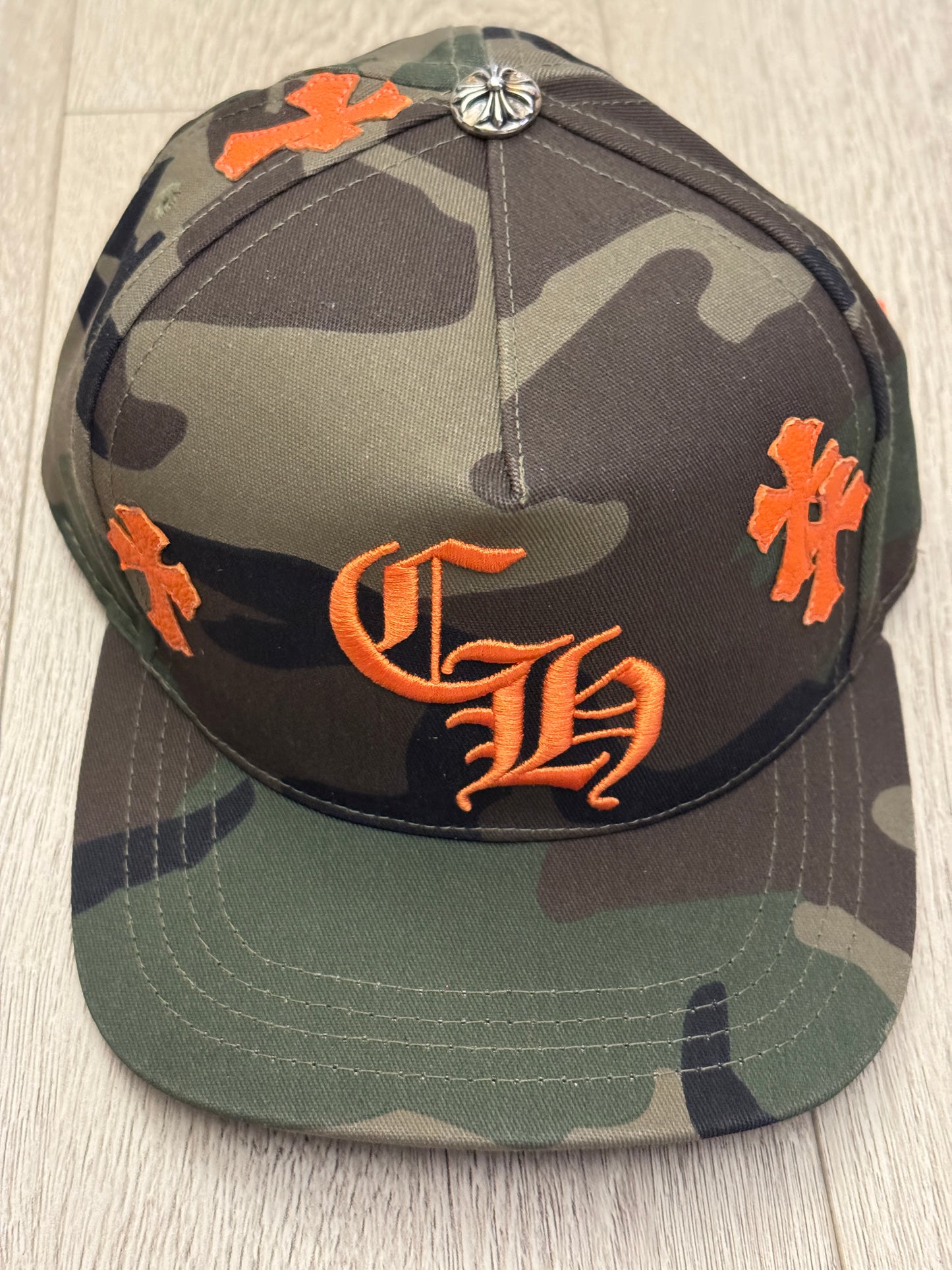 Chrome Hearts Camo Orange Patches hat