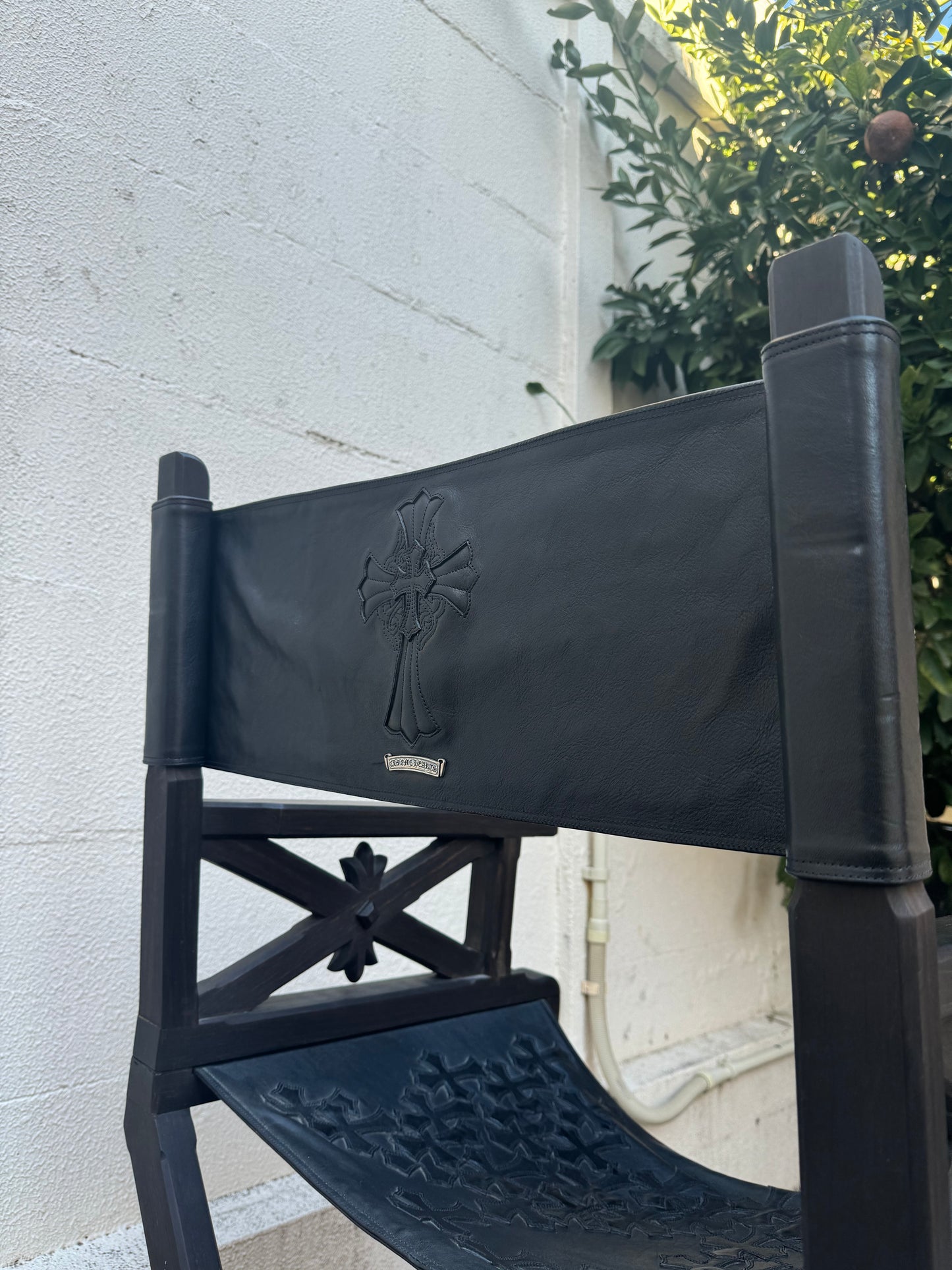 Chrome Hearts Ebony Leather Cross Patches Chair