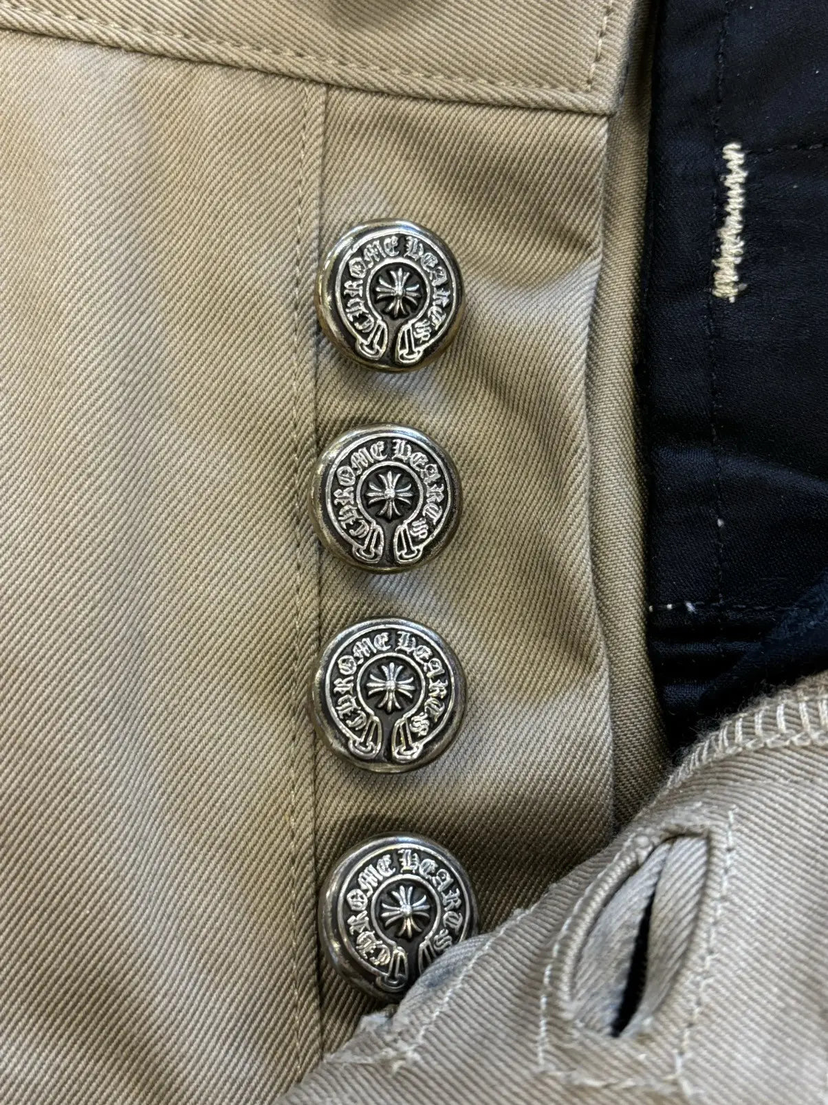 Chrome Hearts Cross patches checkered khaki chino pants