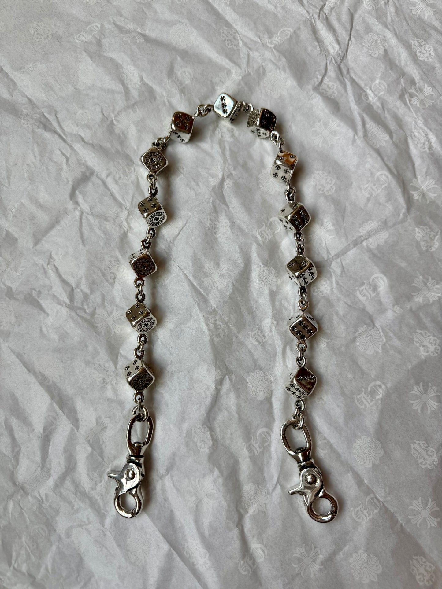 Chrome Hearts sterling silver 2 clips L13 Dice Wallet Chain