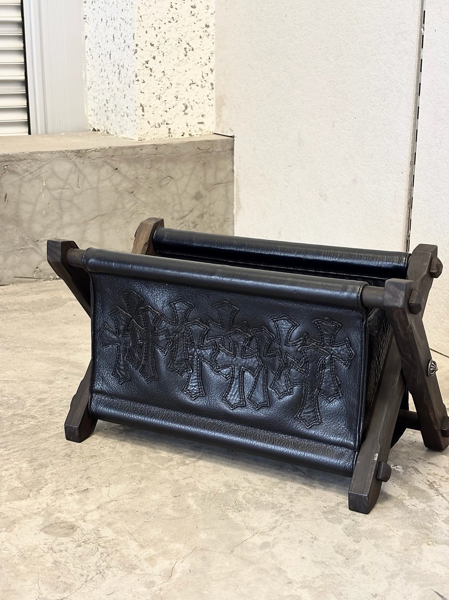 Chrome Hearts Full Cross Patches Leather Magazine Rack