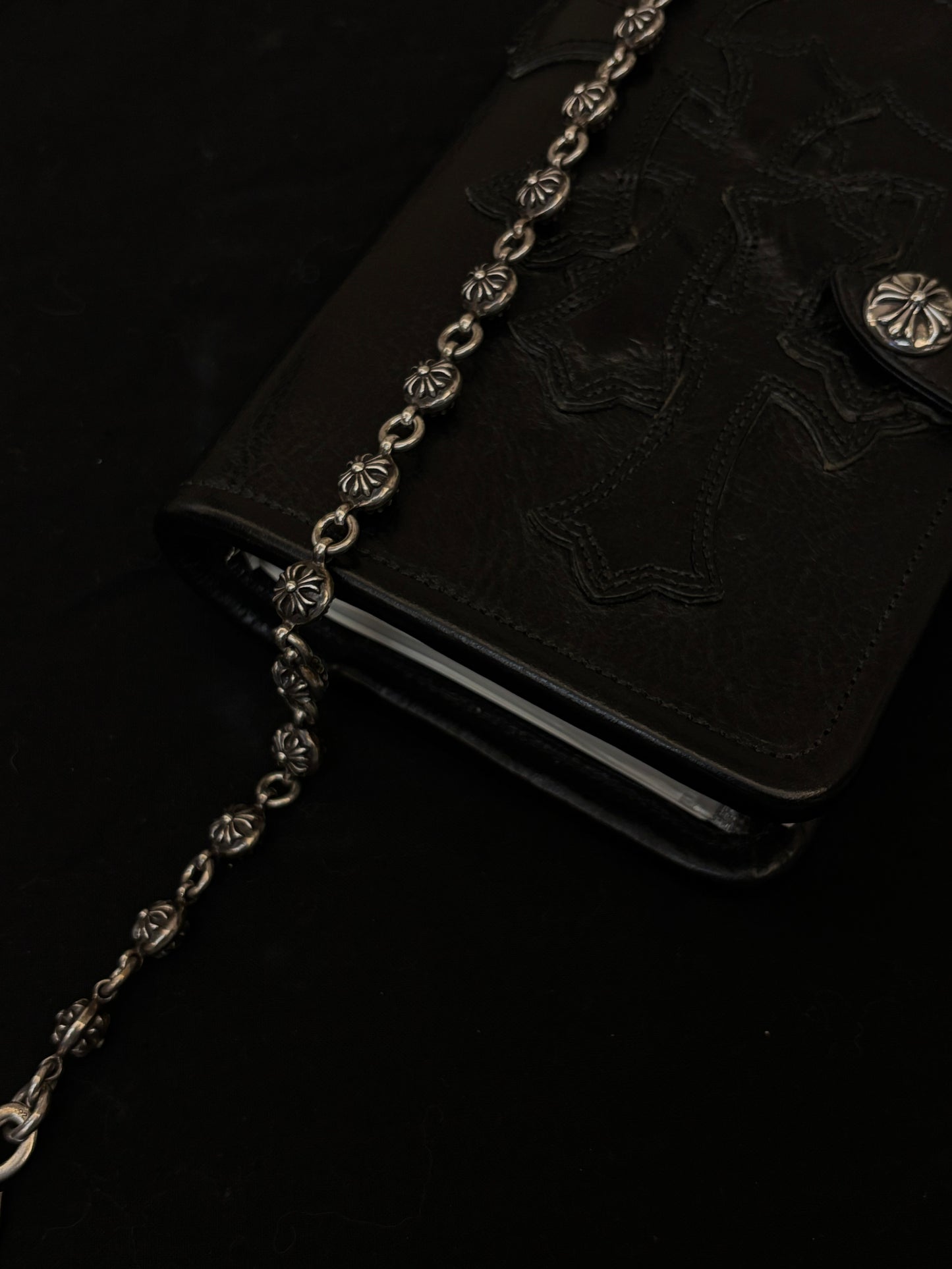 Chrome Hearts Silver Cross Ball Wallet Chain