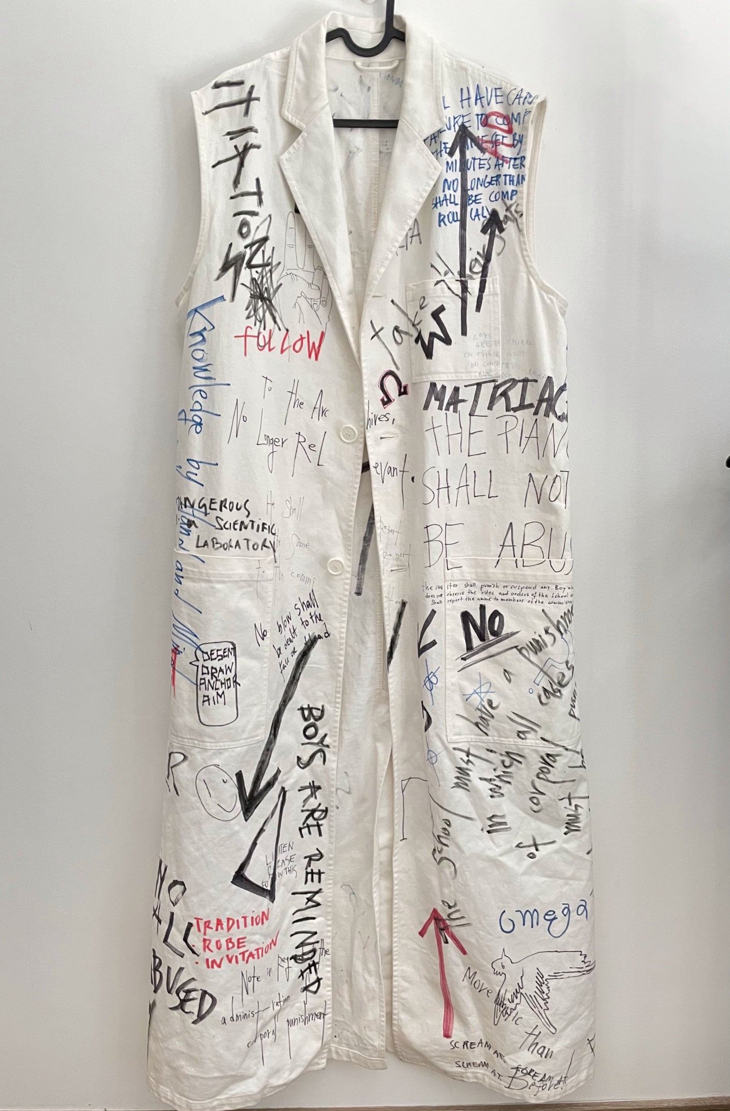 Raf Simons Fw15 graffiti handscript vest Lab coat