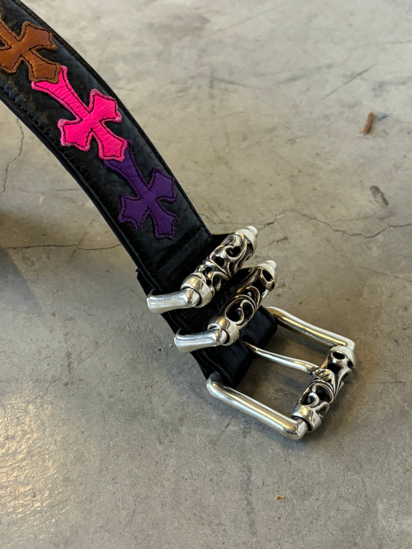 Chrome Hearts multi color cross patches roller belt 34