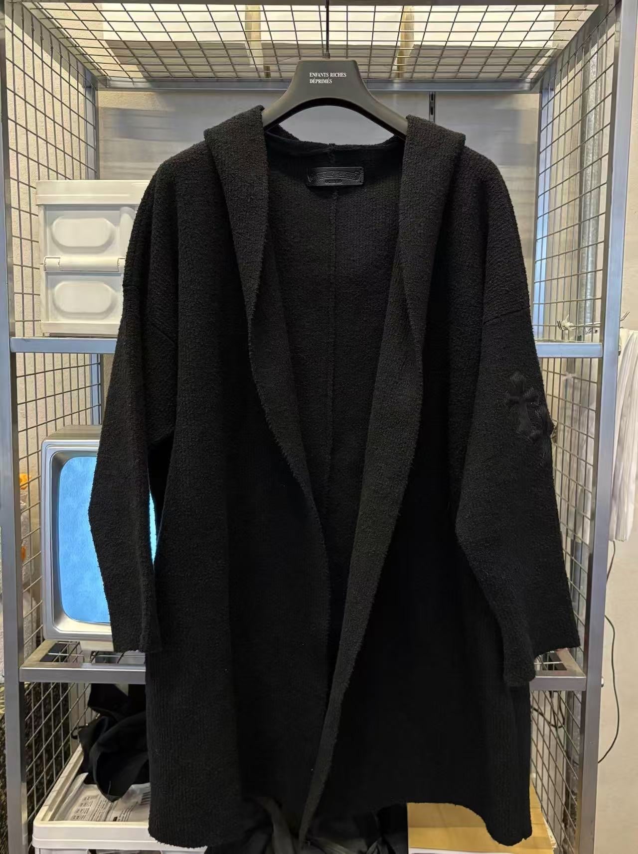 Chrome Hearts pony hair cross patches pima cotton robe coat