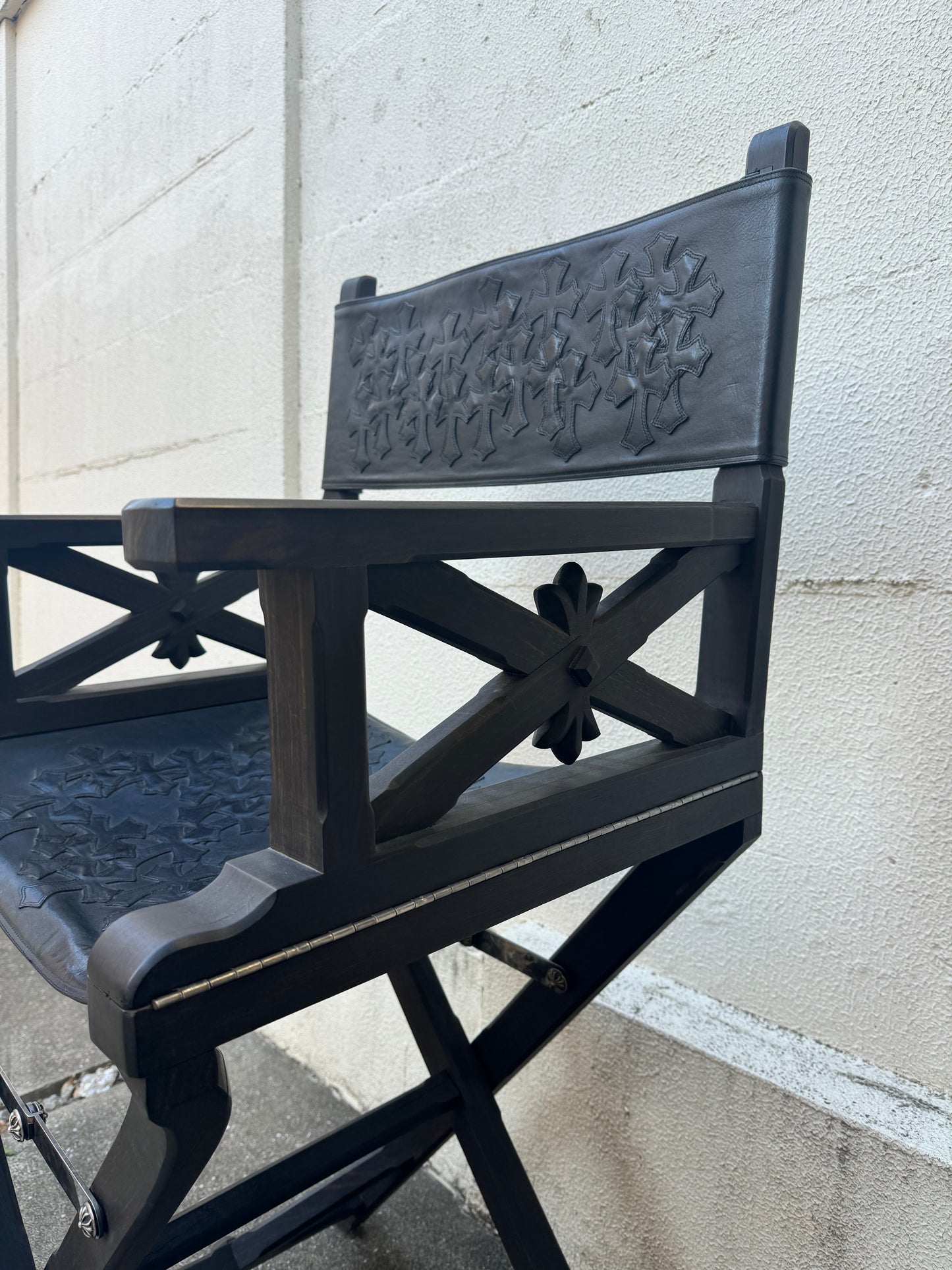 Chrome Hearts Ebony Leather Cross Patches Chair