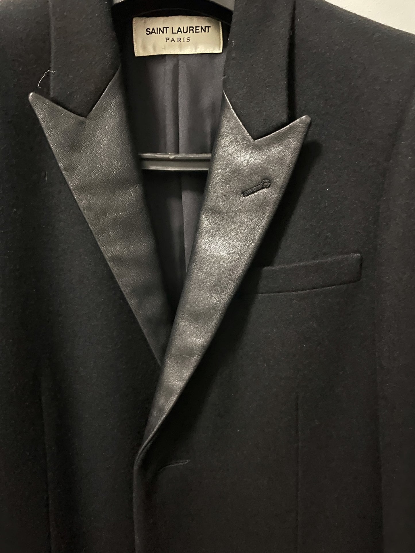 Saint Laurent FW13 leather lapel coat