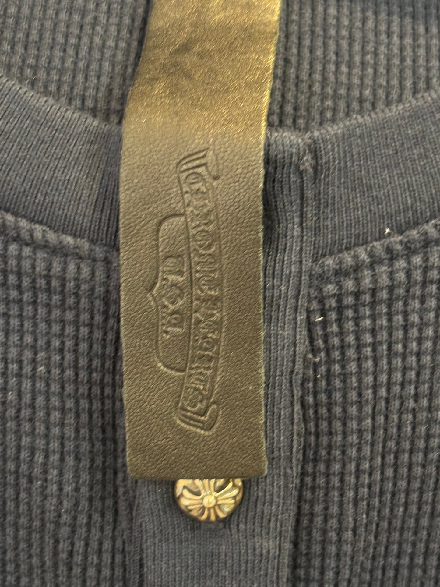 Chrome Hearts Cross Patches Henley Waffle Thermal Shirt