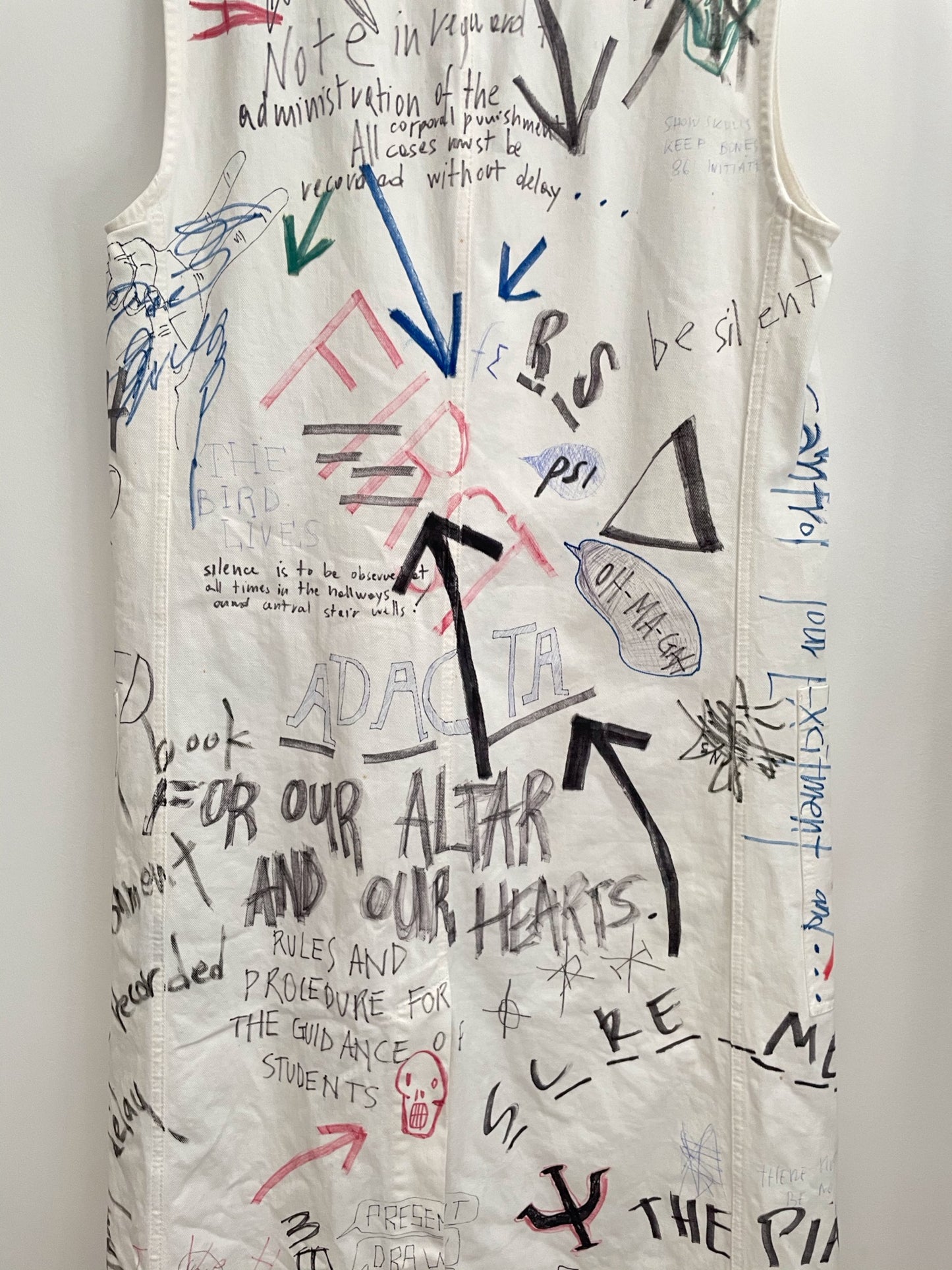 Raf Simons Fw15 graffiti handscript vest Lab coat