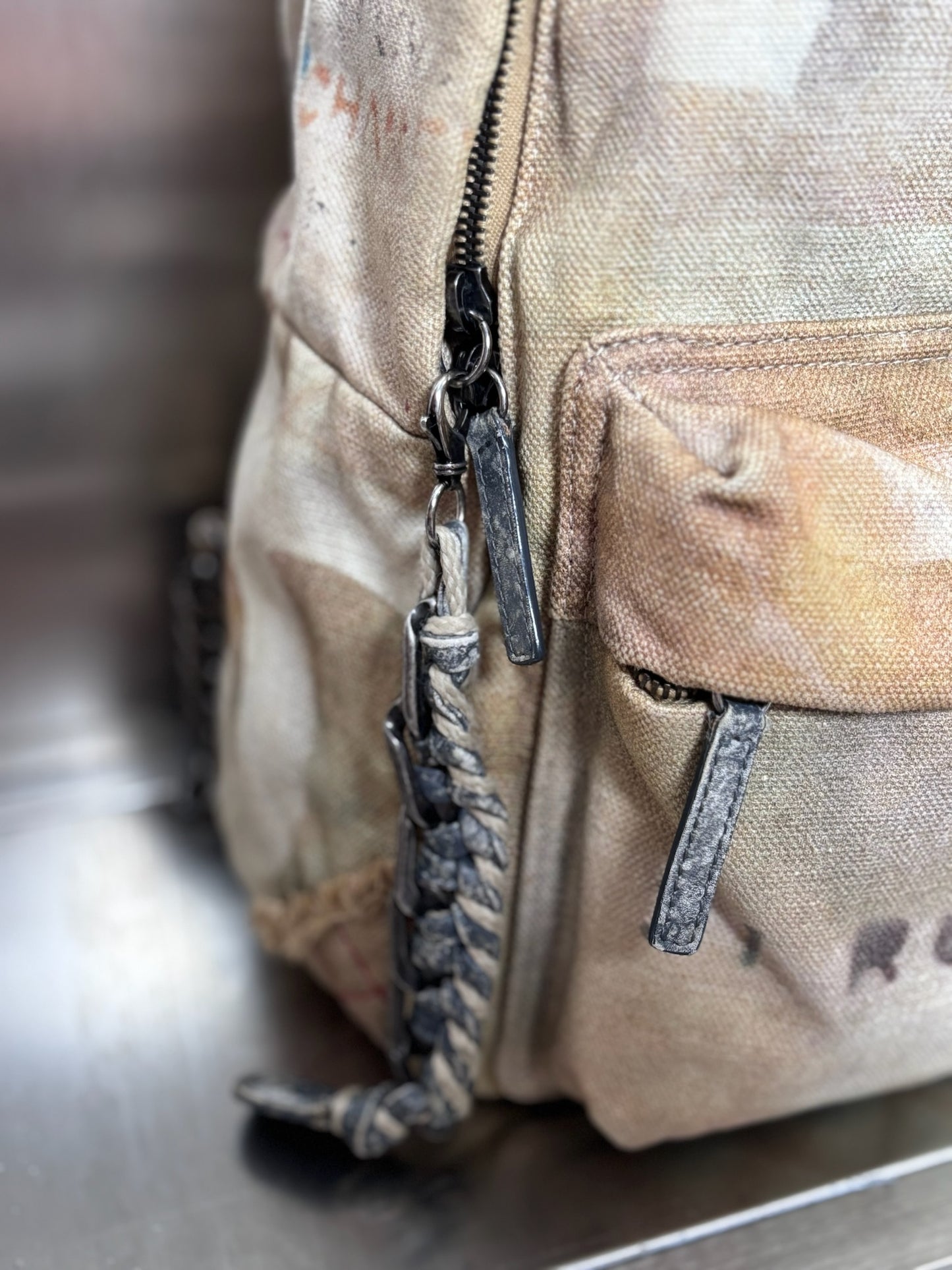 2014 Large Beige Multicolor Graffiti Art school Backpack