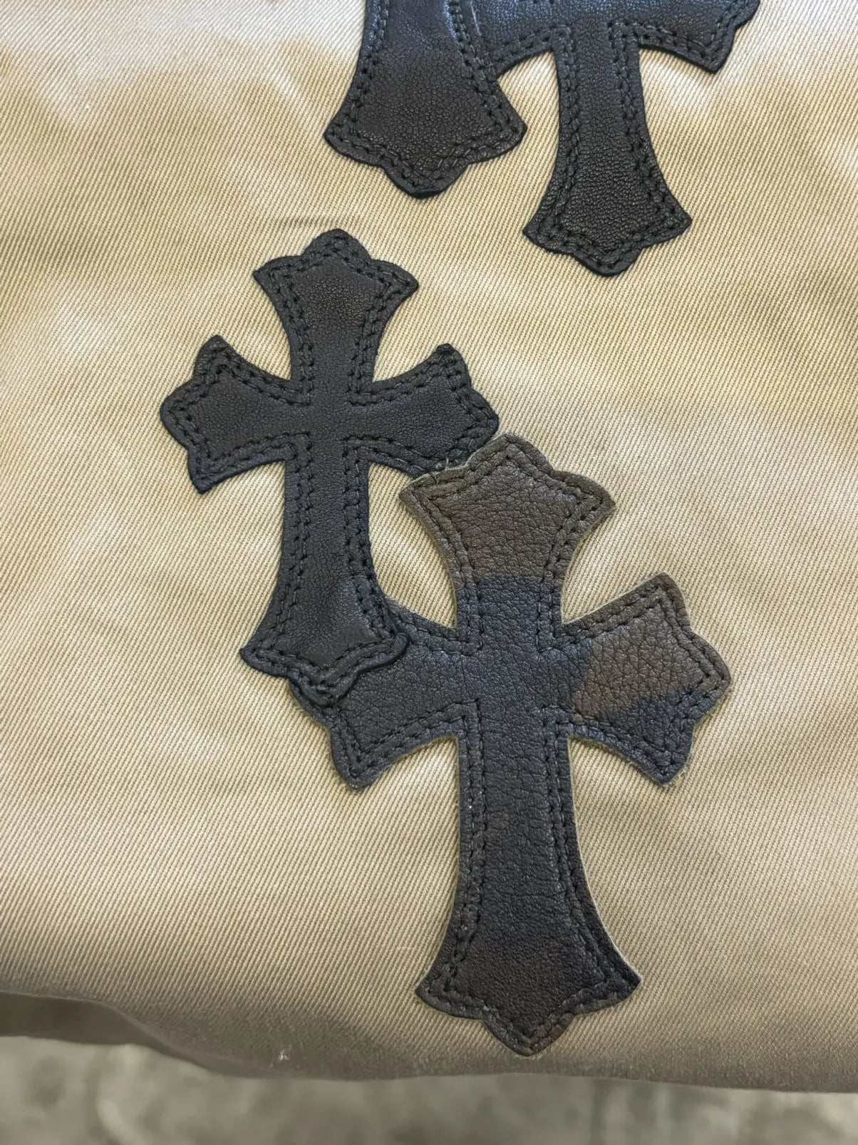 Chrome Hearts Cross patches checkered khaki chino pants