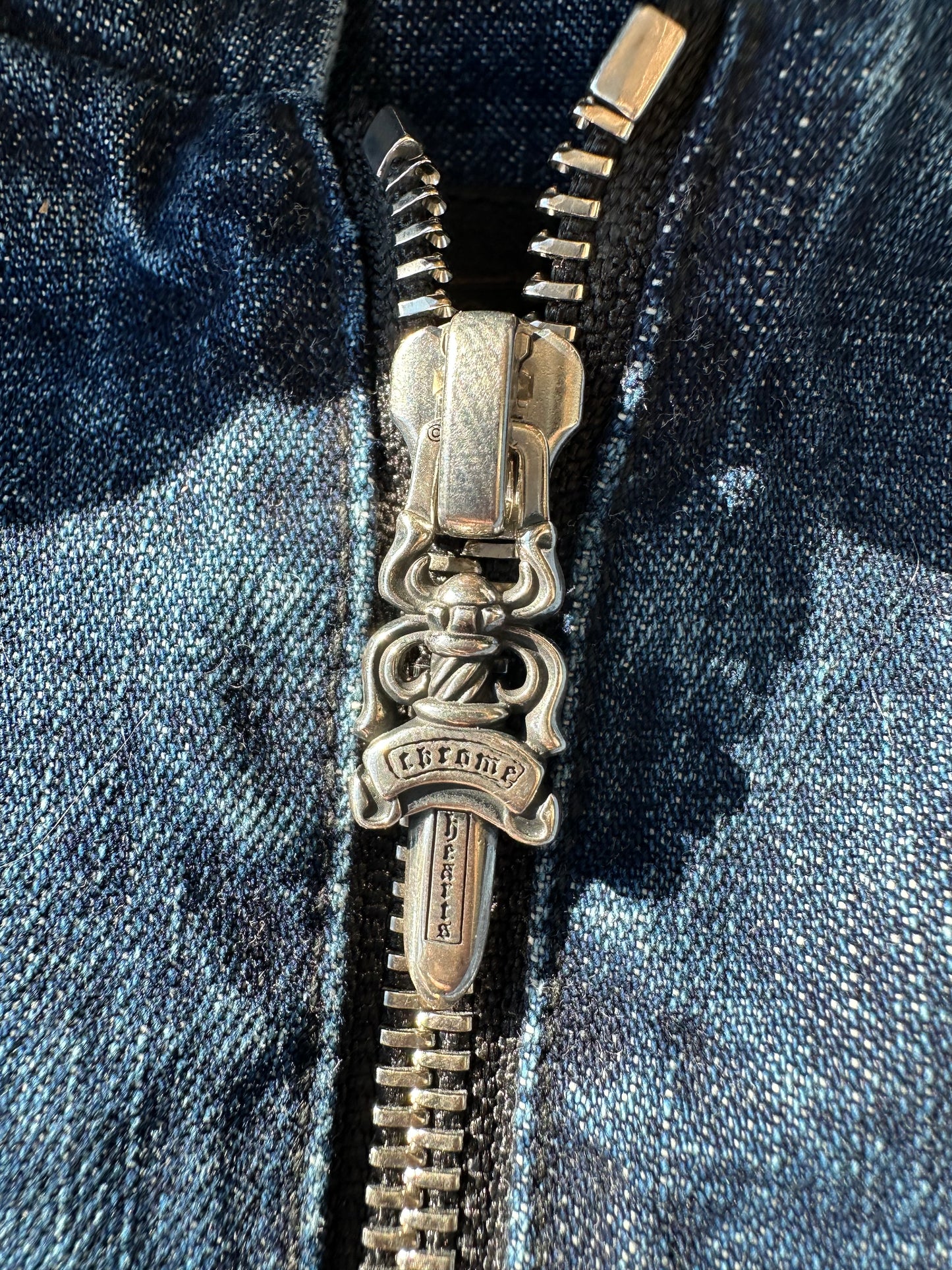 Chrome Hearts denim half zip hoodie