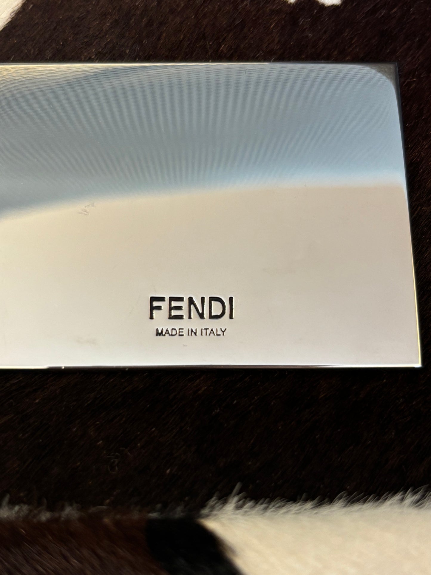 Fendi Pony Hair White/Brown Cow Print Baguette