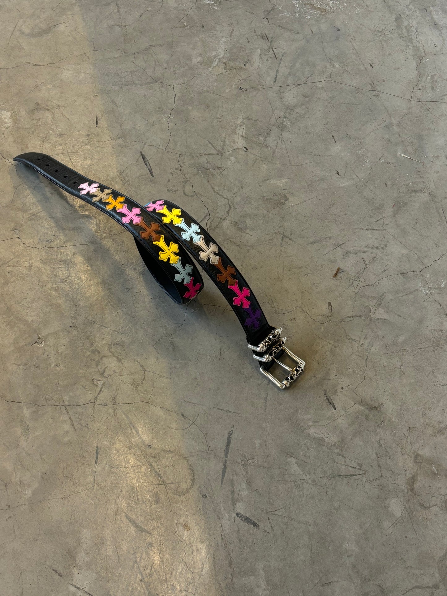 Chrome Hearts multi color cross patches roller belt 34
