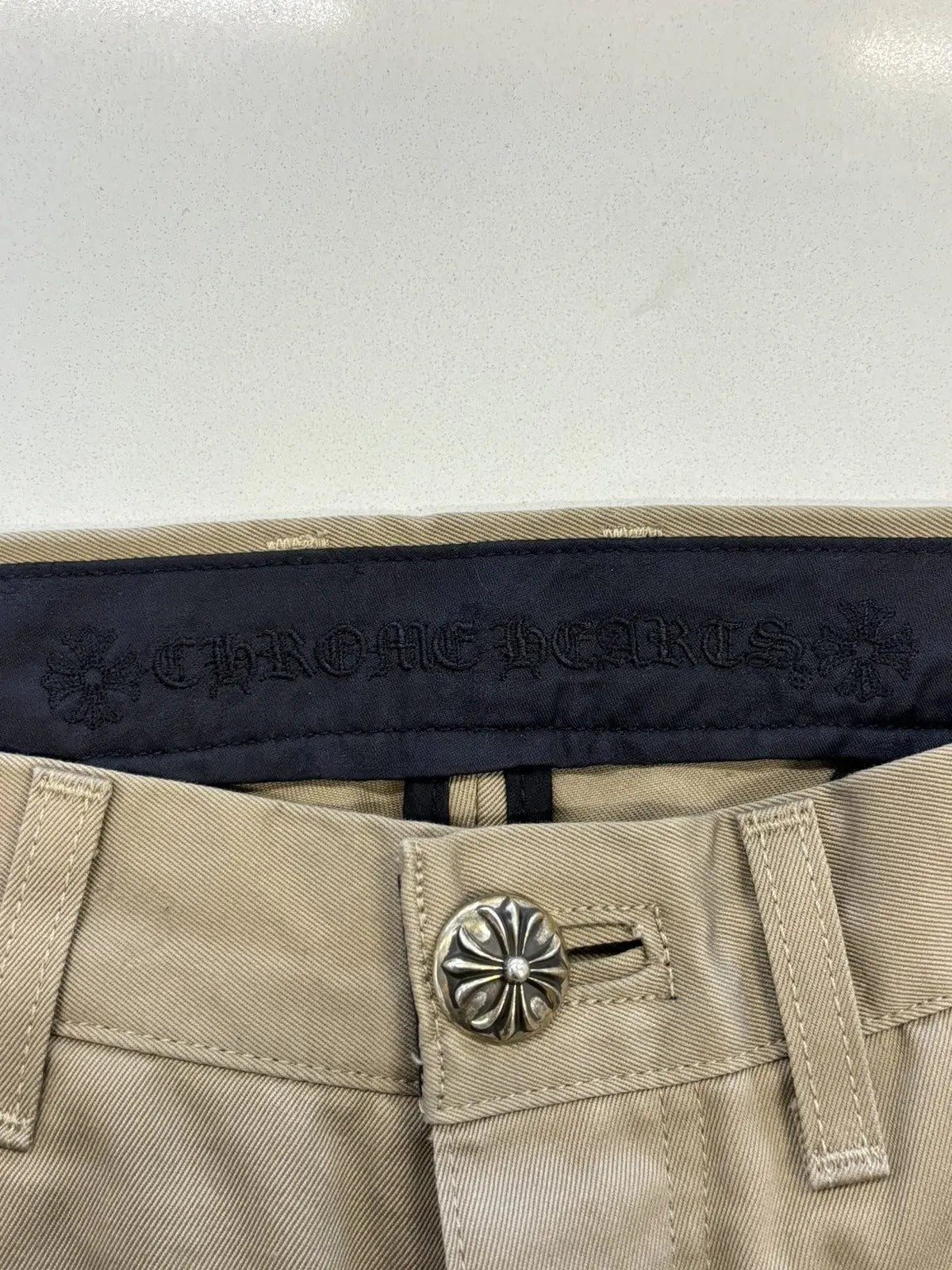 Chrome Hearts Cross patches checkered khaki chino pants