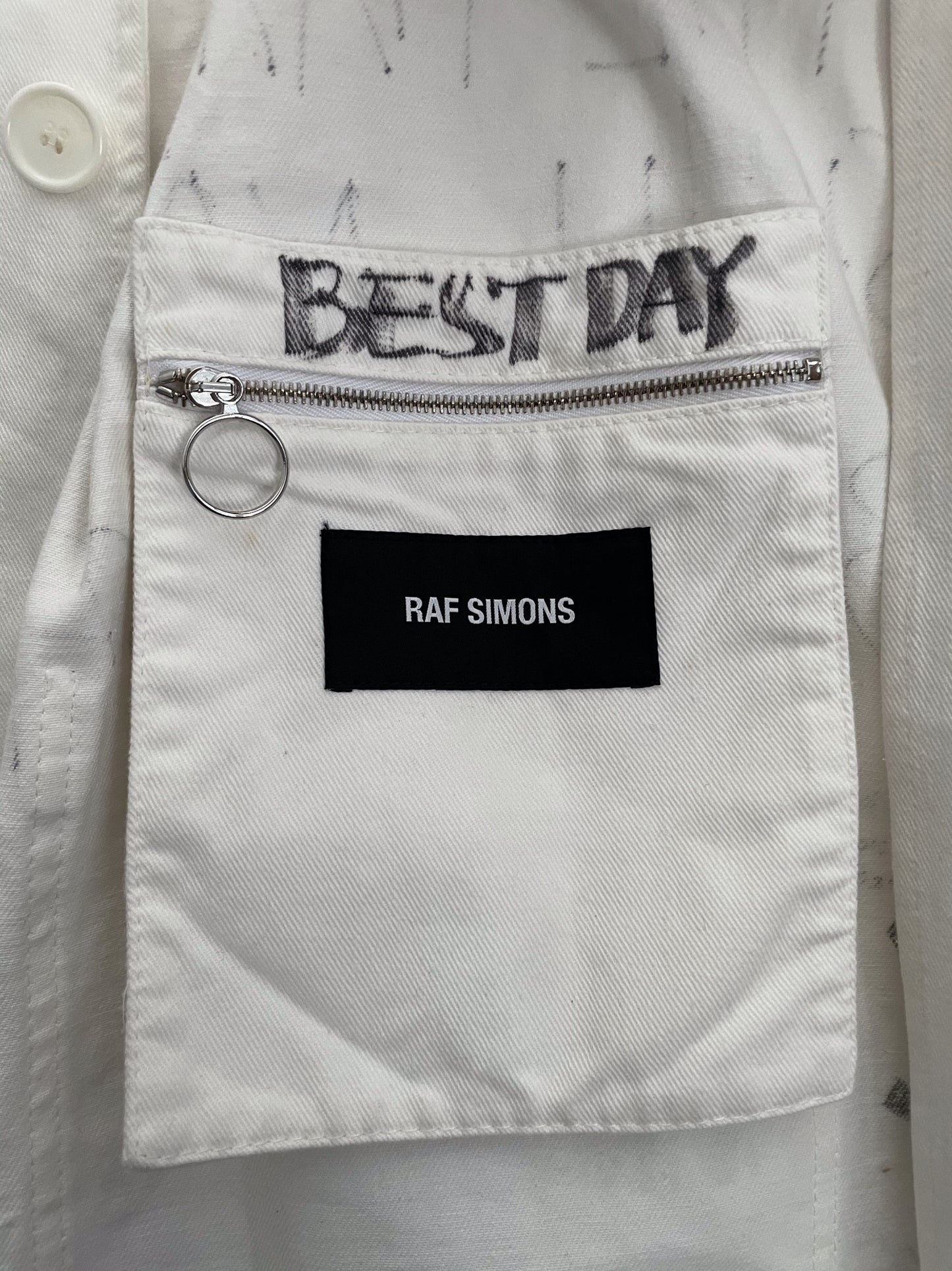 Raf Simons Fw15 graffiti handscript vest Lab coat
