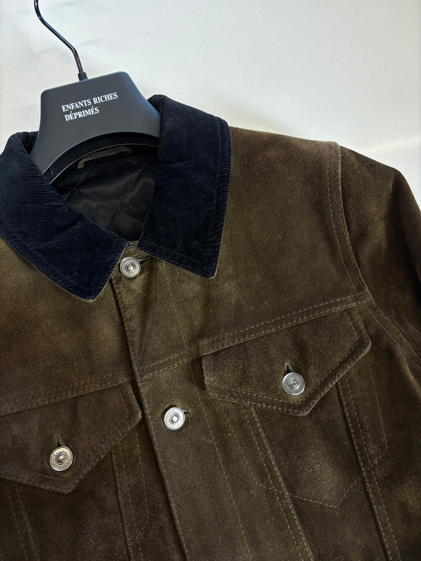 Berluti FW17 Brown Suede Jacket With Corduroy Collar
