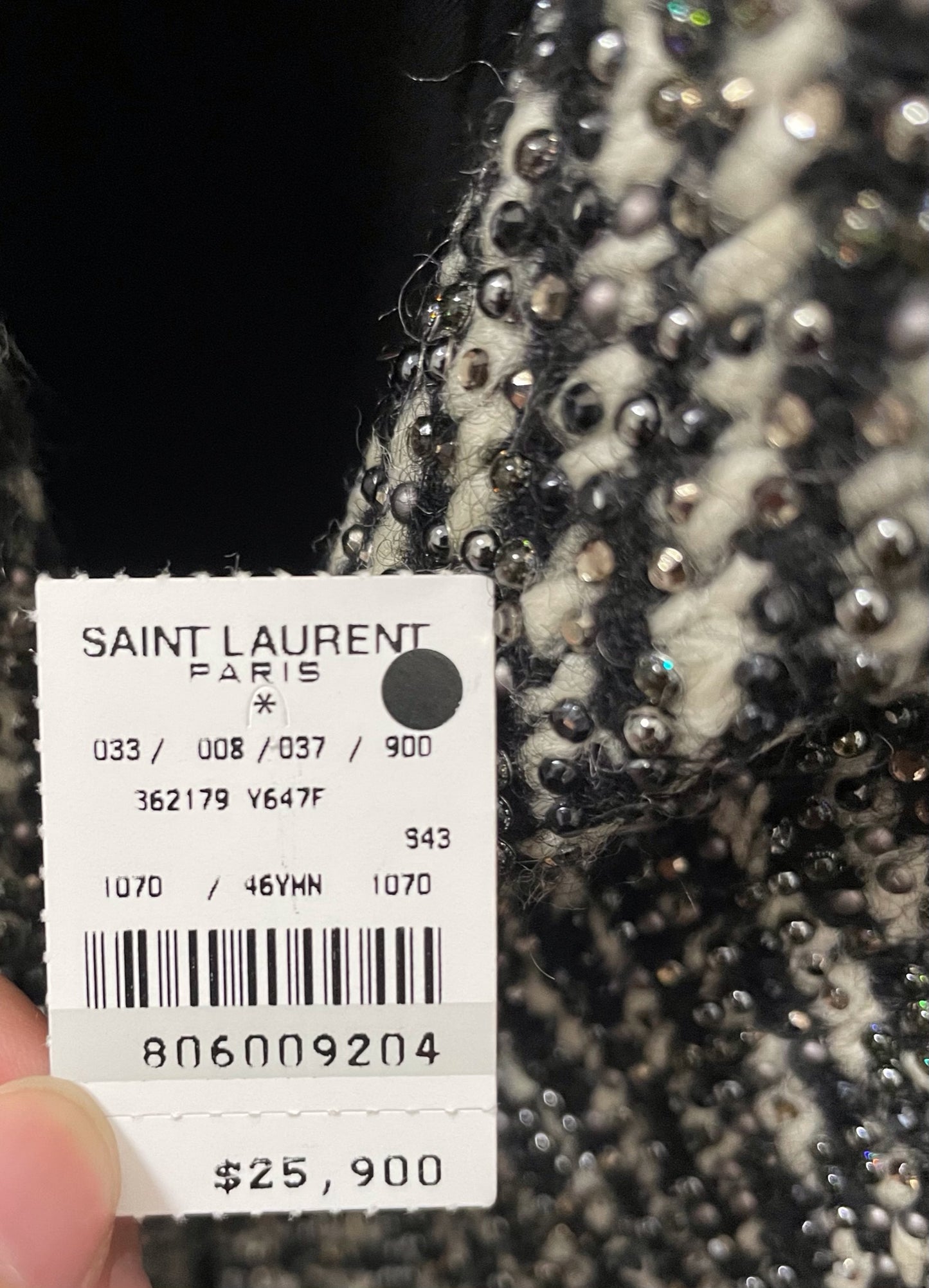Saint Laurent Paris FW14 Crystal Herringbone coat