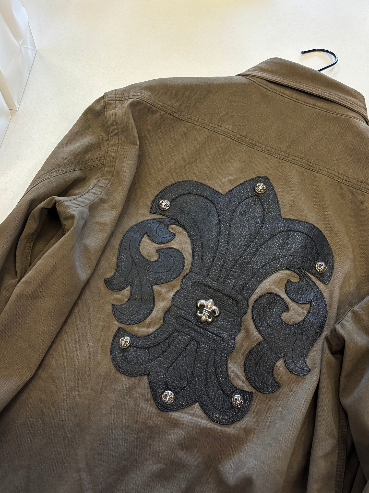 Chrome Hearts Fleur Leather Patch Military Shirt