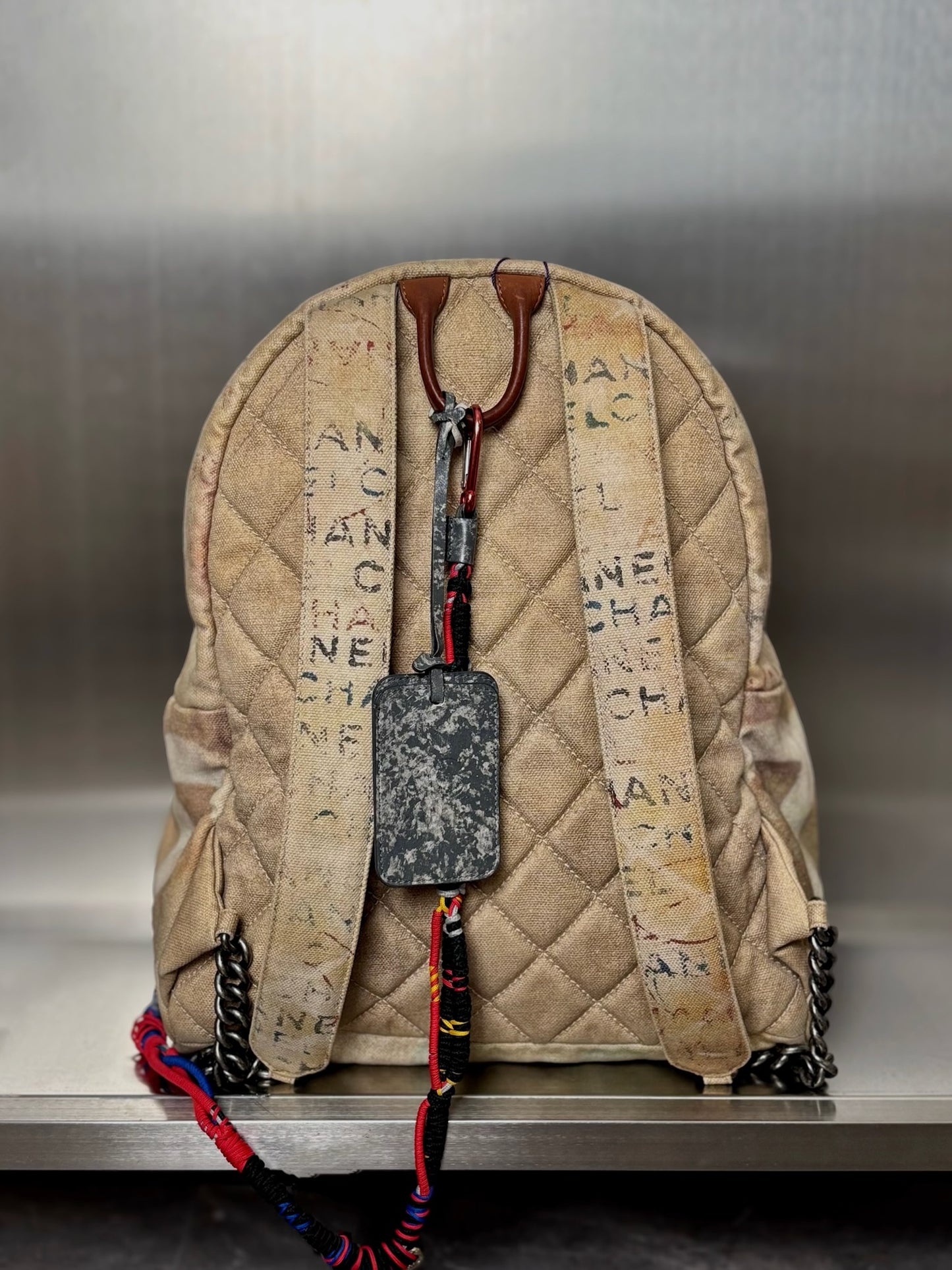 2014 Large Beige Multicolor Graffiti Art school Backpack
