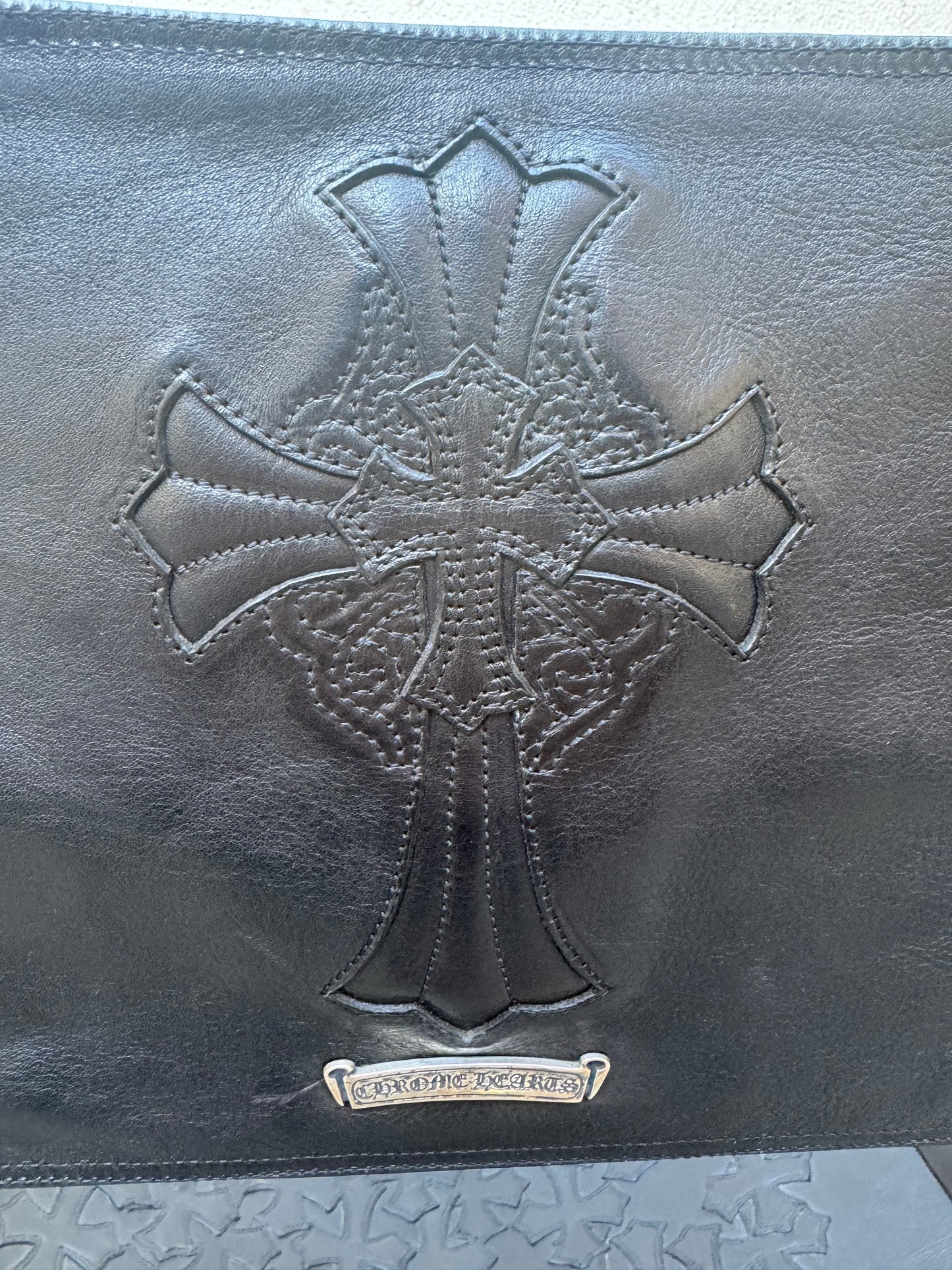 Chrome Hearts Ebony Leather Cross Patches Chair