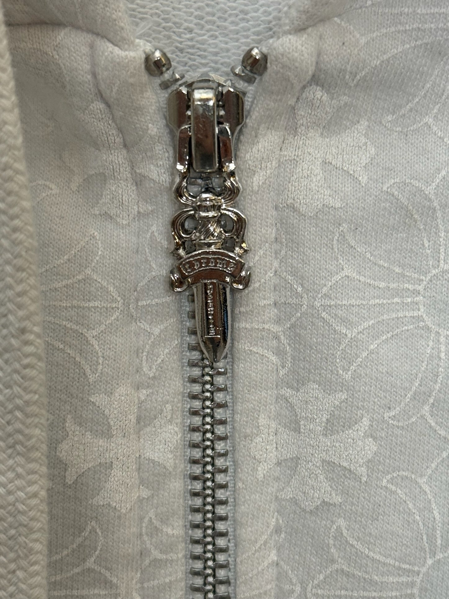 Chrome Hearts White All Over Print Zip Up Hoodie