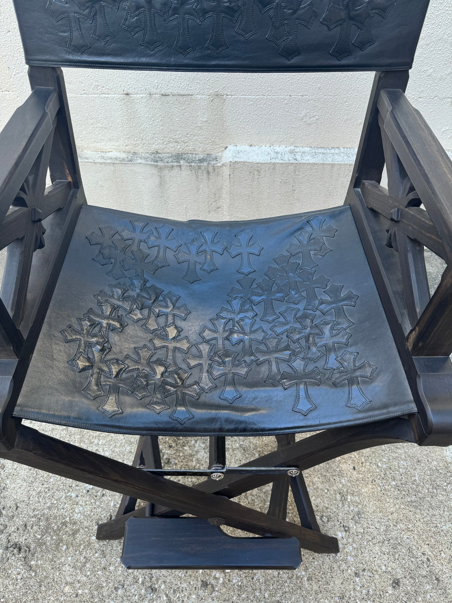 Chrome Hearts Ebony Leather Cross Patches Chair