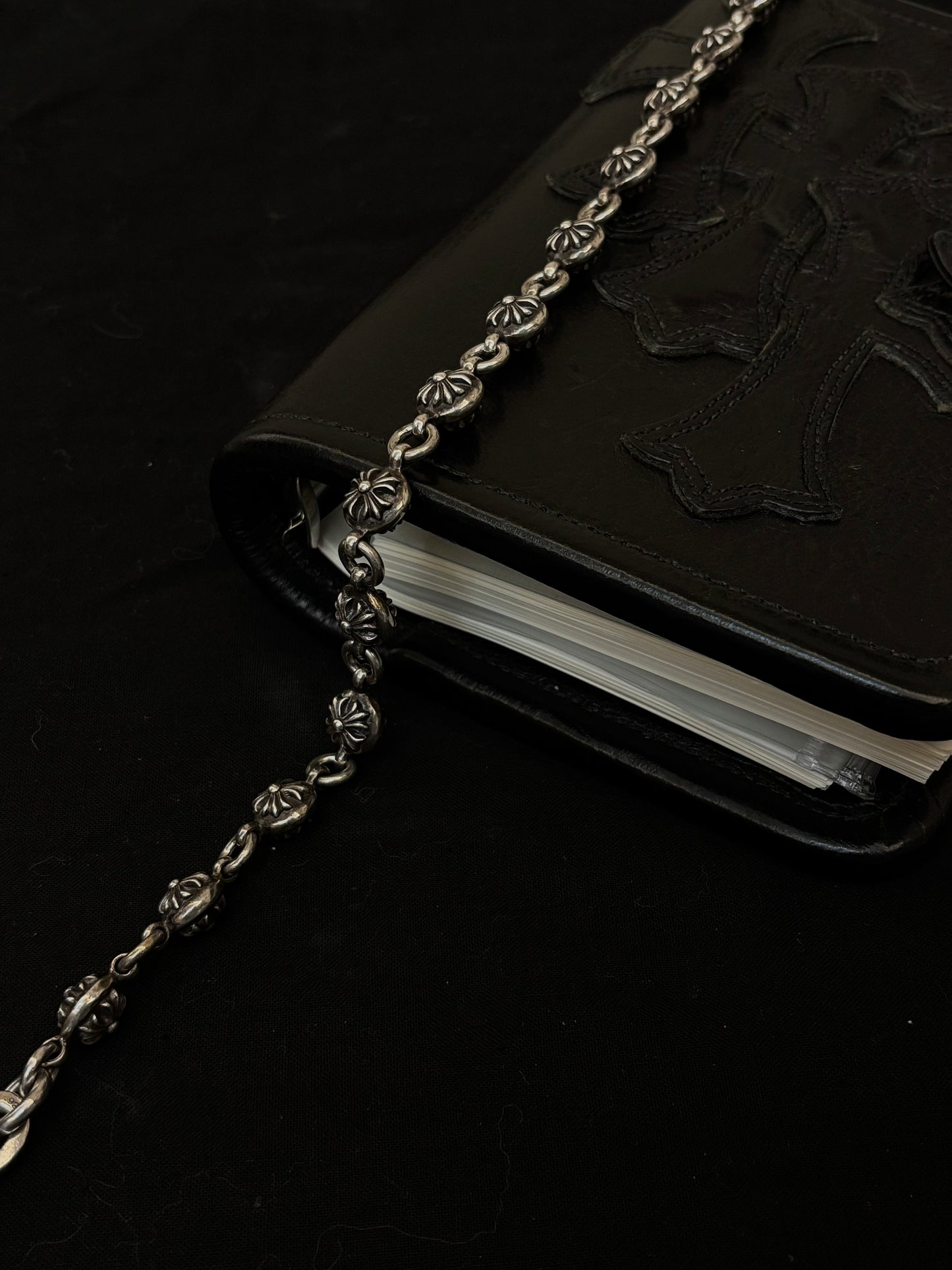 Chrome Hearts Silver Cross Ball Wallet Chain
