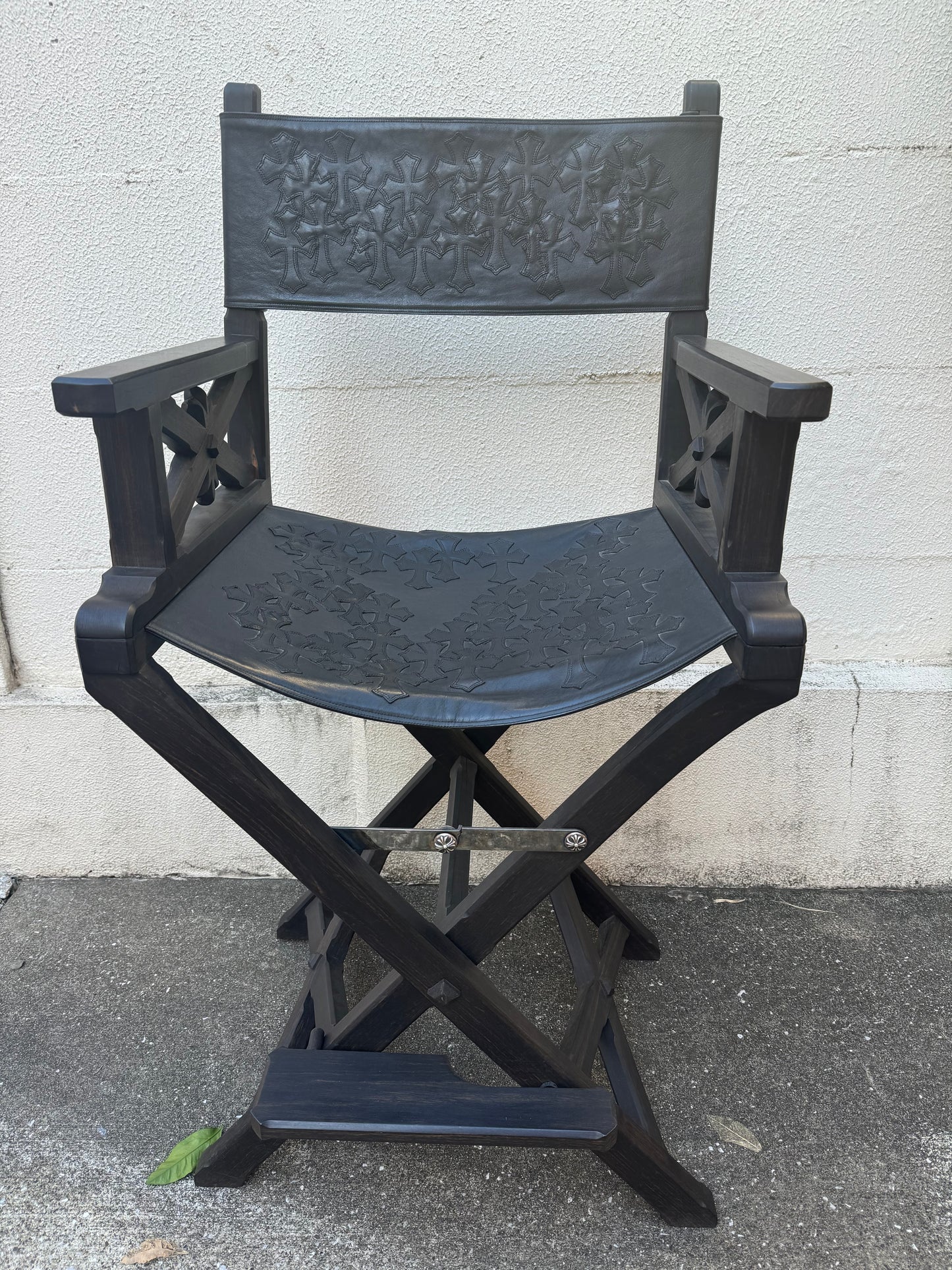 Chrome Hearts Ebony Leather Cross Patches Chair