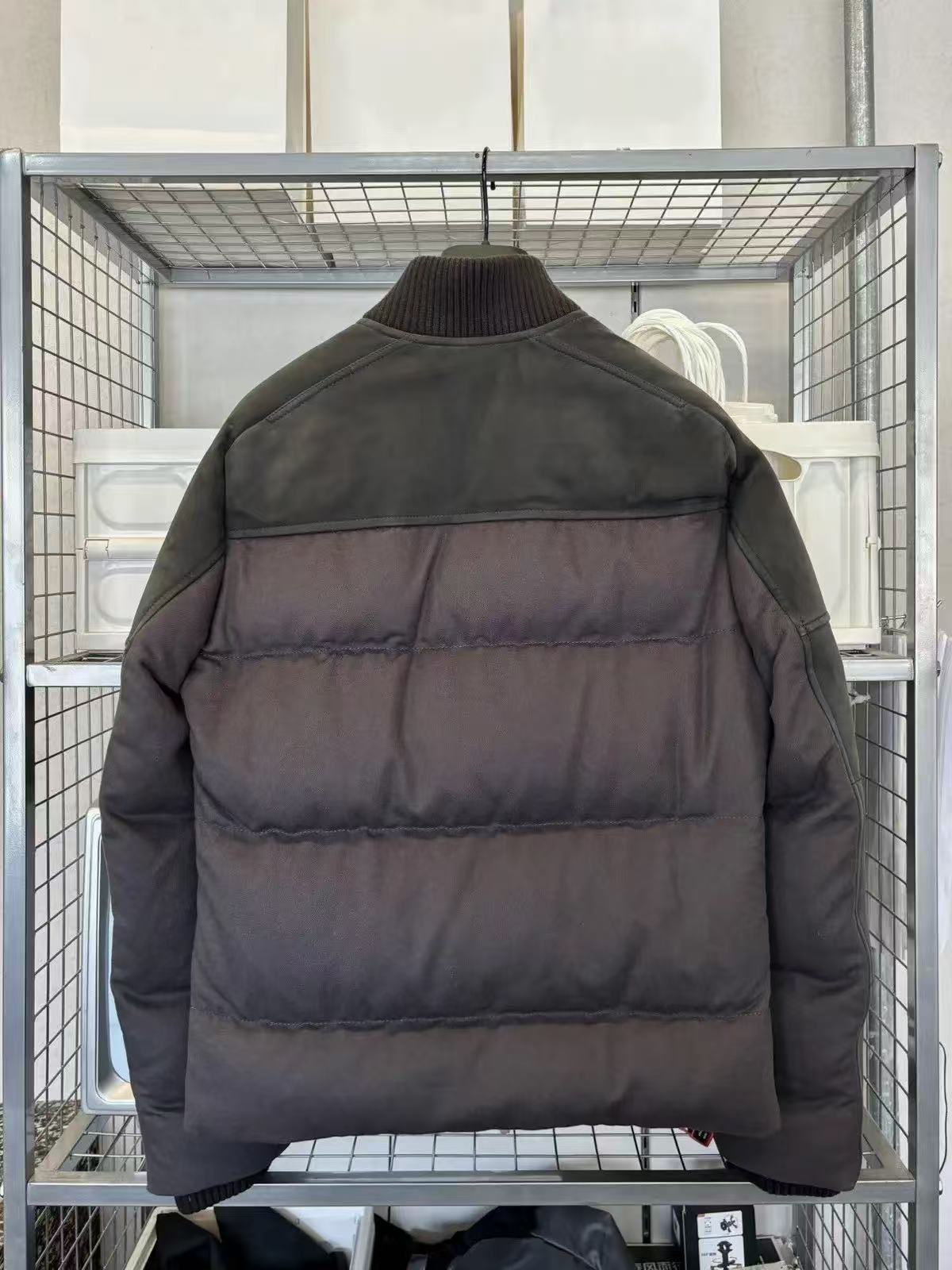 Berluti 17AW leather suede puffer jacket