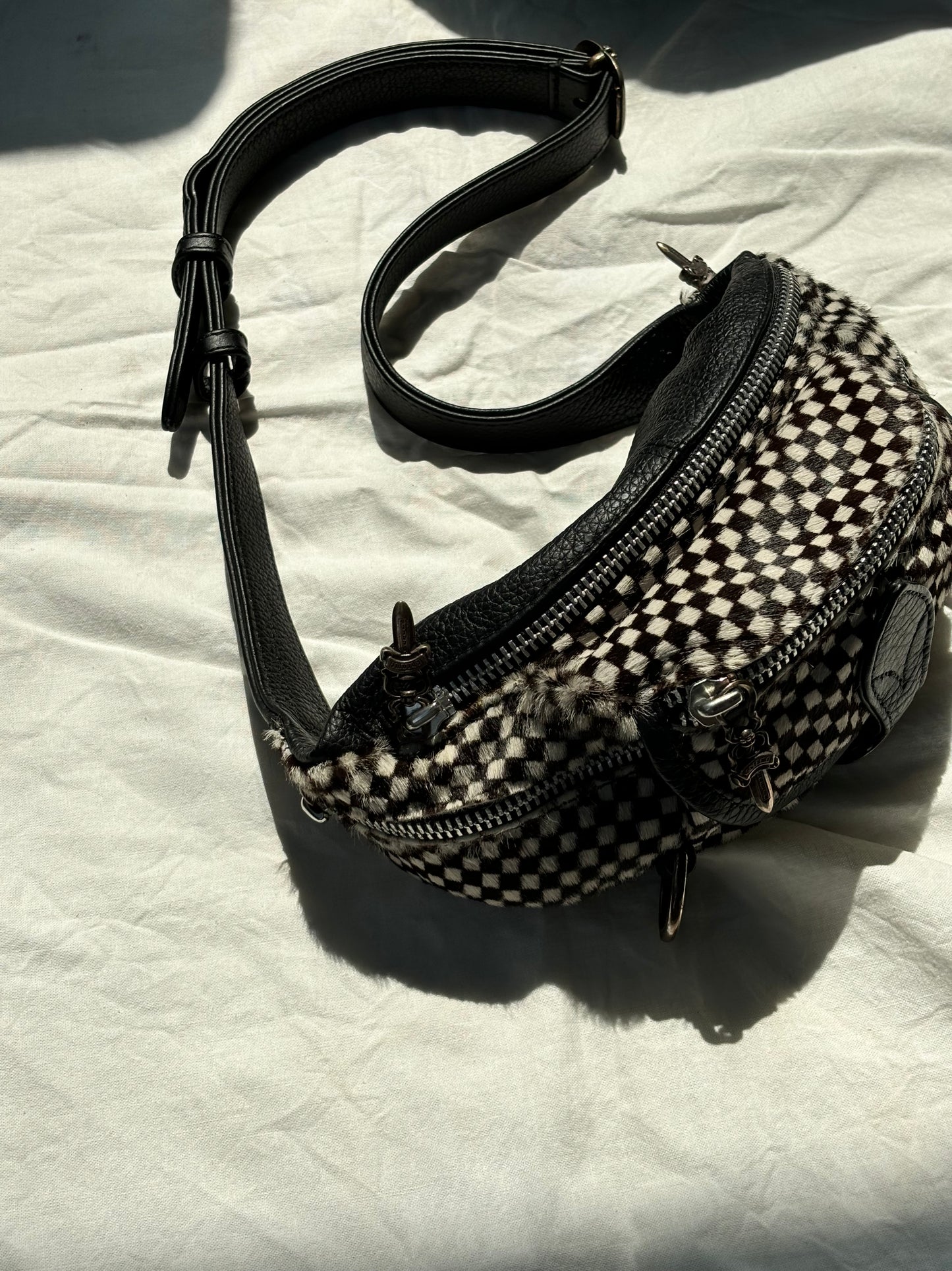 Chrome Hearts 1/1 Pony Hair checkered Snat Snut Mini bag