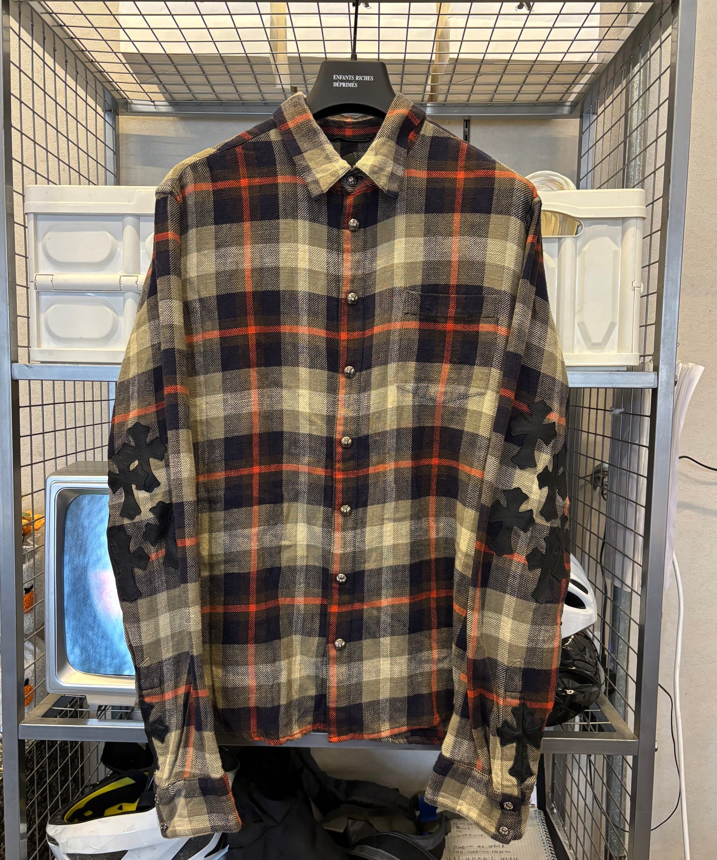 Chrome Hearts Cross Patches Button Up Shirt