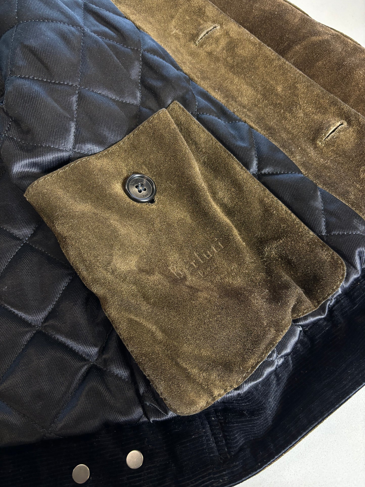 Berluti FW17 Brown Suede Jacket With Corduroy Collar