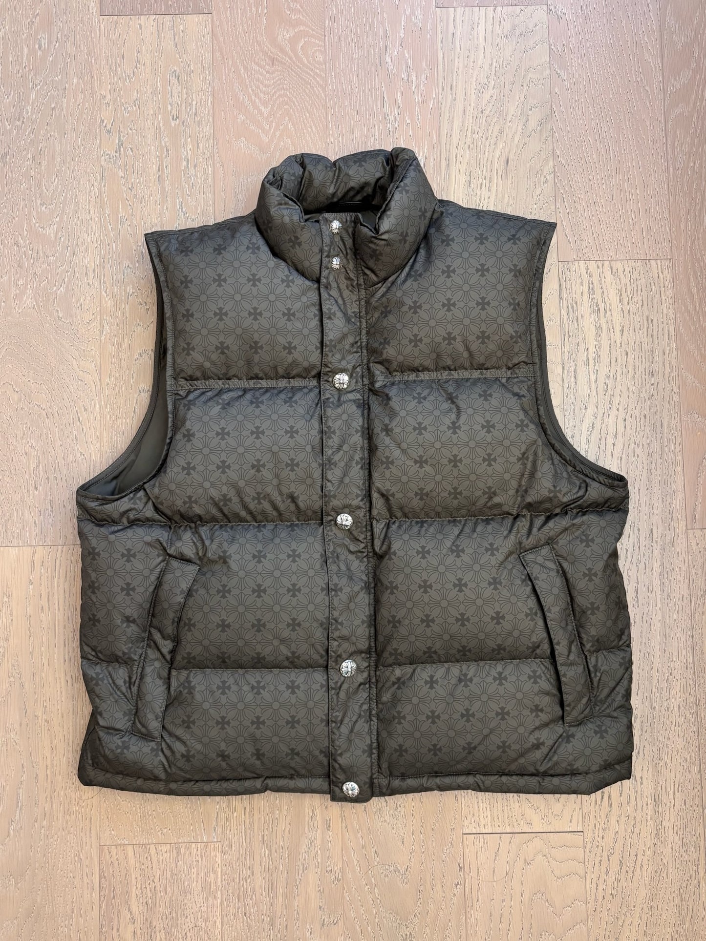 Chrome Hearts Olive Green Puffer Vest