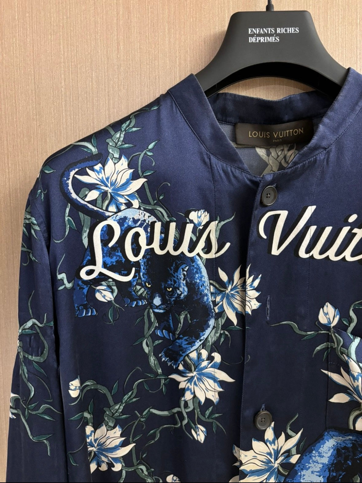 Louis Vuitton SS16 Blue Panther Silk Shirt