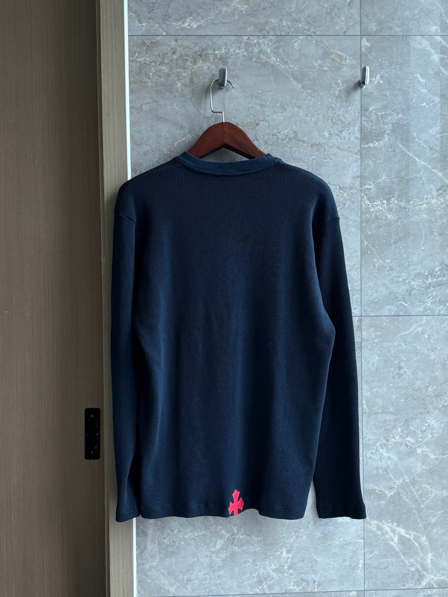 Chrome Hearts Cross Patches Henley Waffle Thermal Shirt