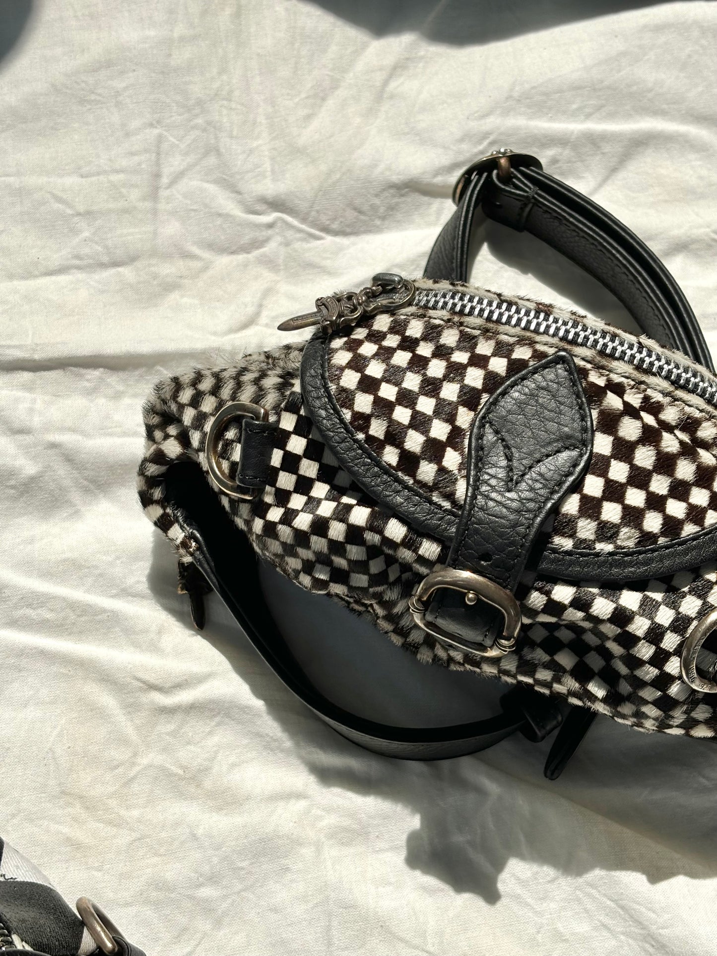 Chrome Hearts 1/1 Pony Hair checkered Snat Snut Mini bag