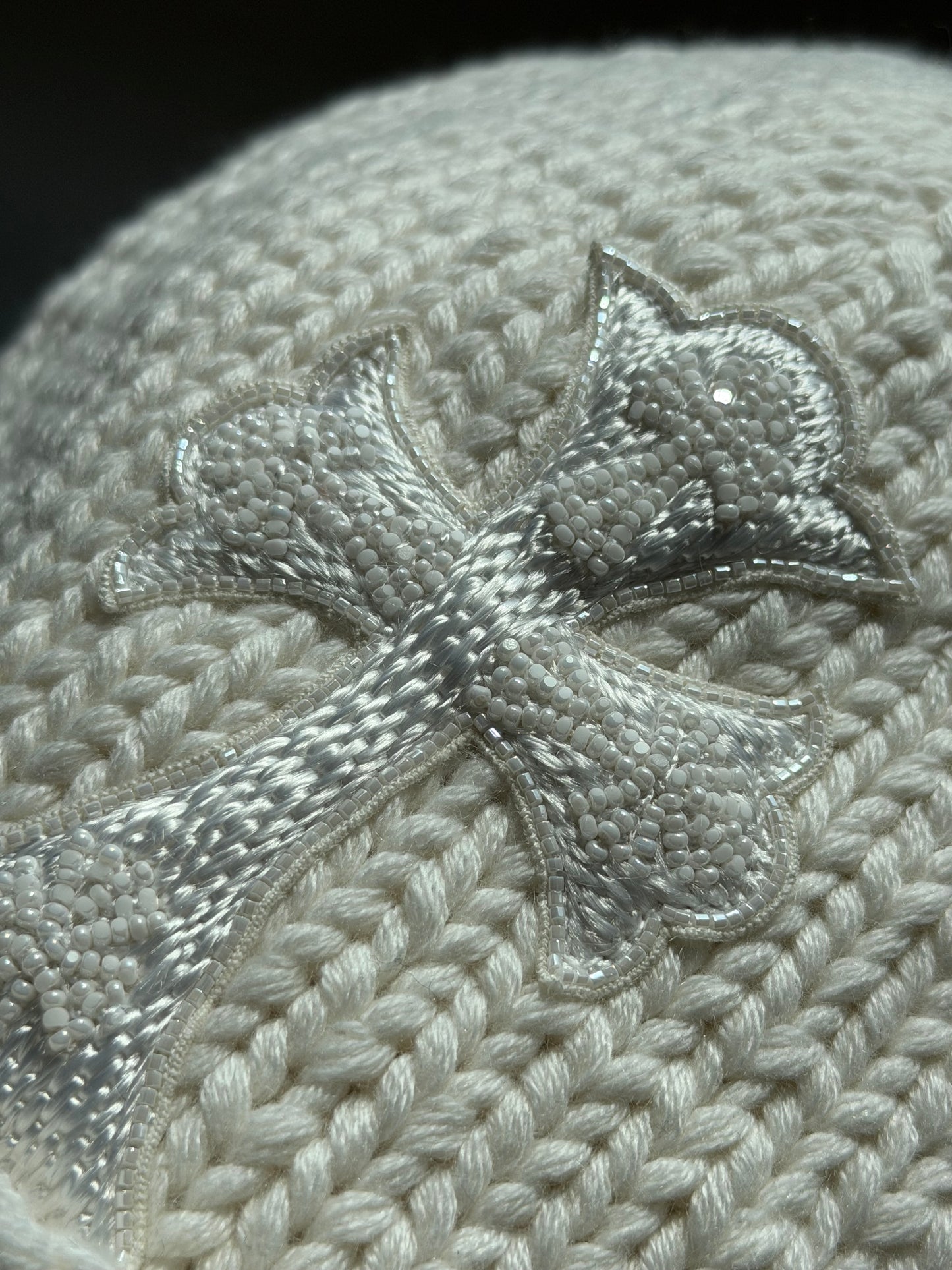 Chrome Hearts Beaded White Beanie