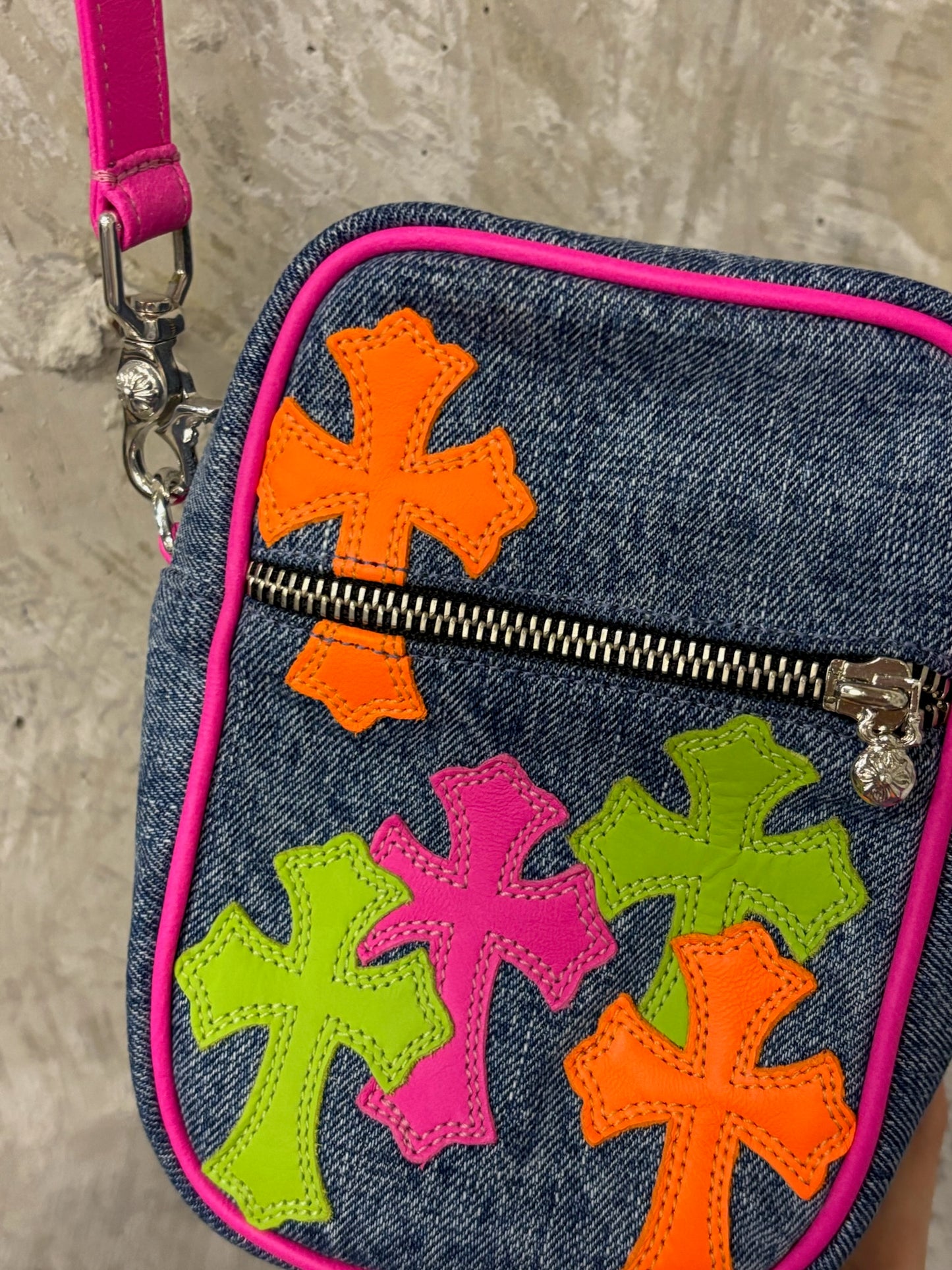 Chrome Hearts Denim Taka with Colored Cross Patches