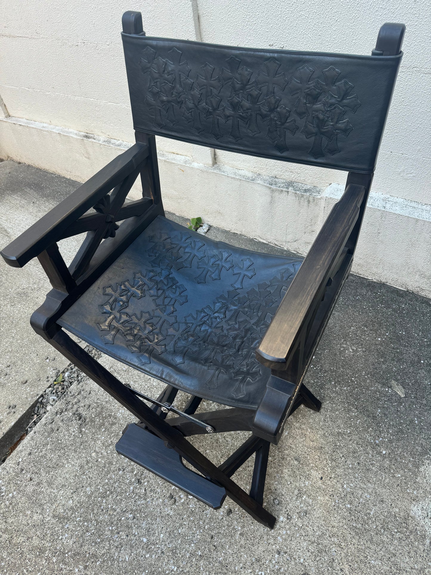 Chrome Hearts Ebony Leather Cross Patches Chair