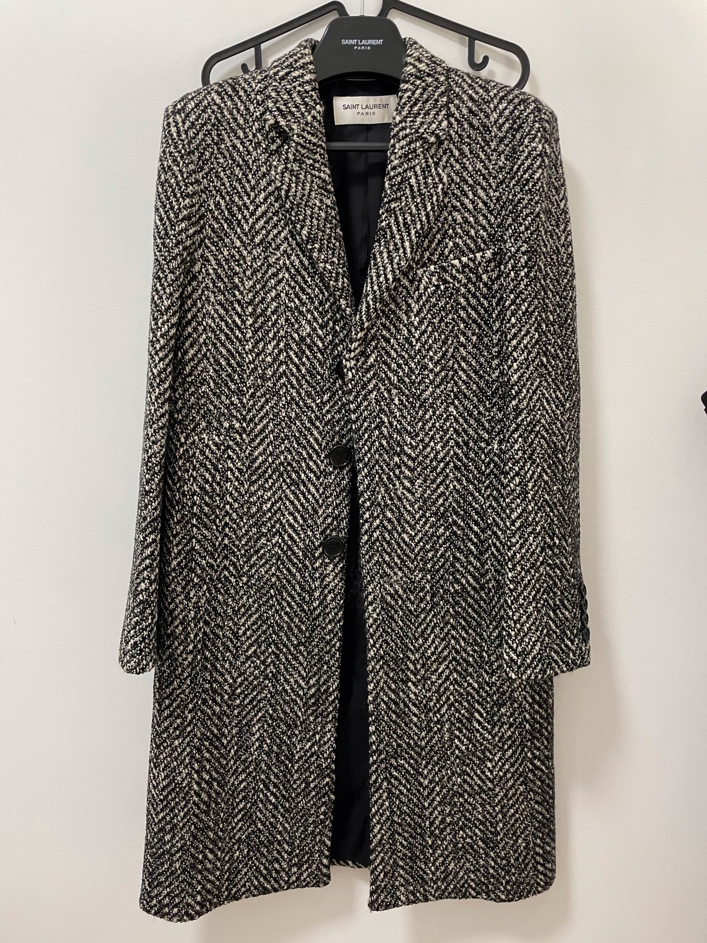 Saint Laurent Paris FW14 Crystal Herringbone coat