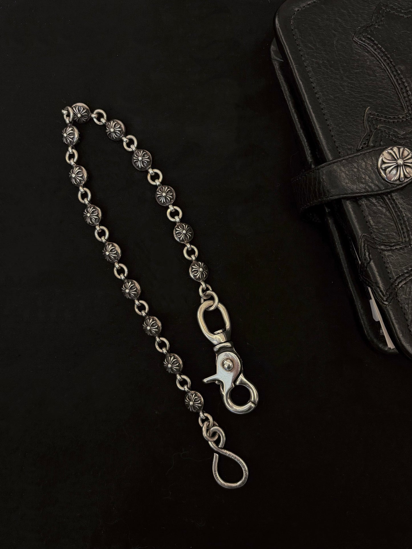 Chrome Hearts Silver Cross Ball Wallet Chain