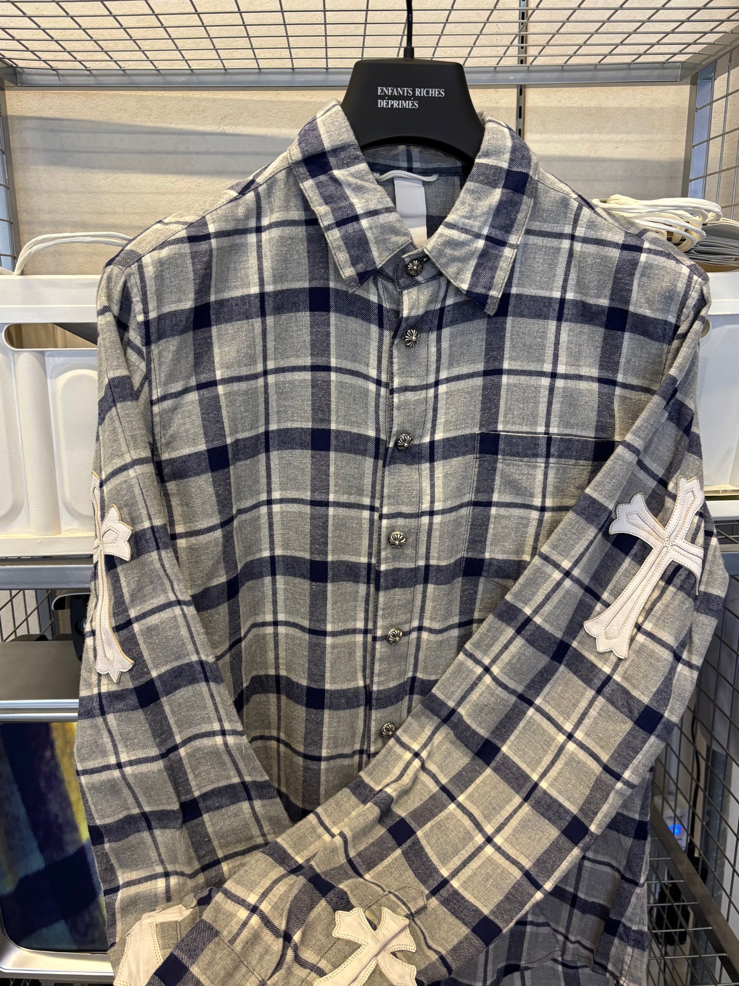 Chrome Hearts Cross Patches Flannel Shirt