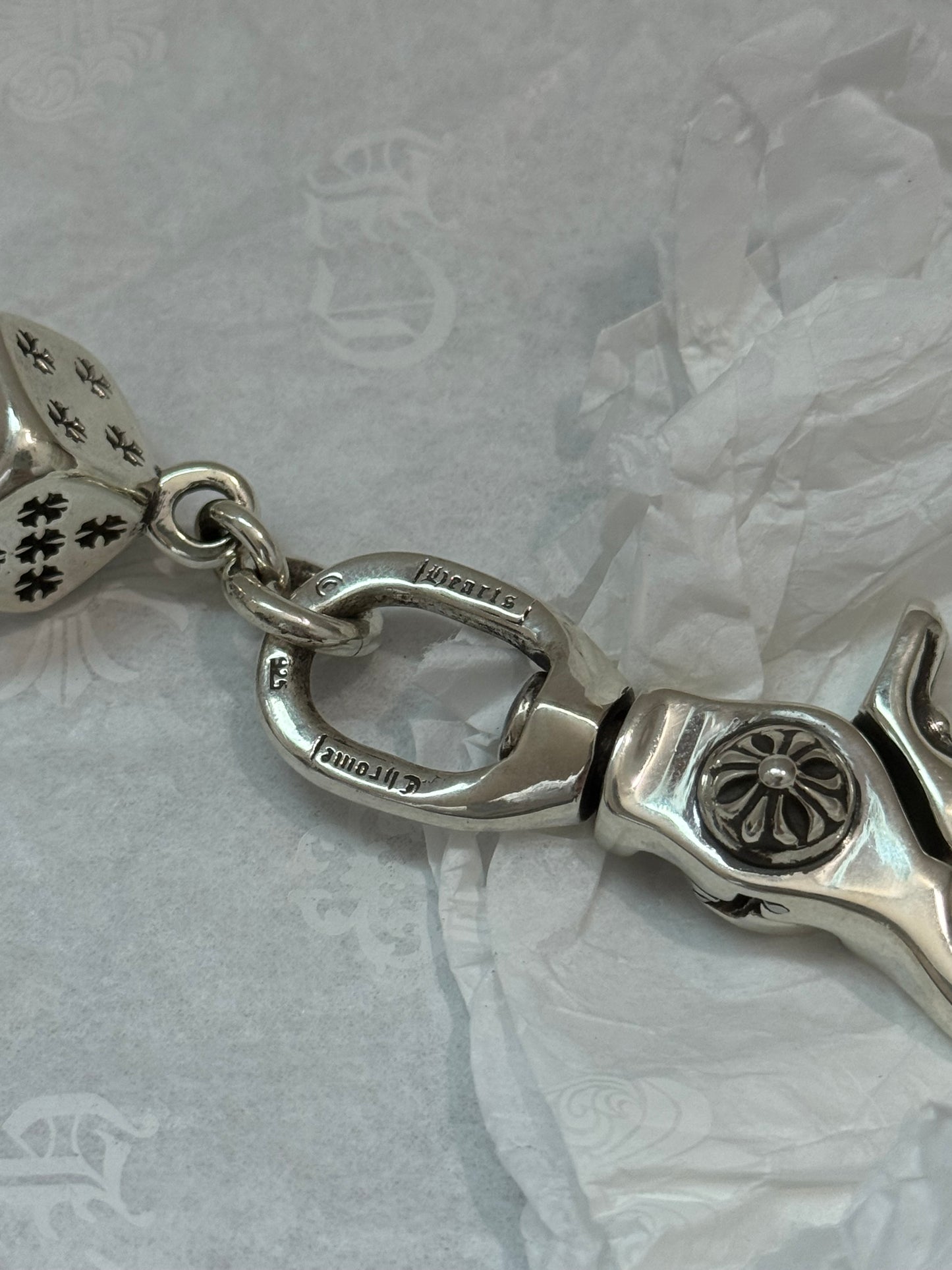 Chrome Hearts sterling silver 2 clips L13 Dice Wallet Chain